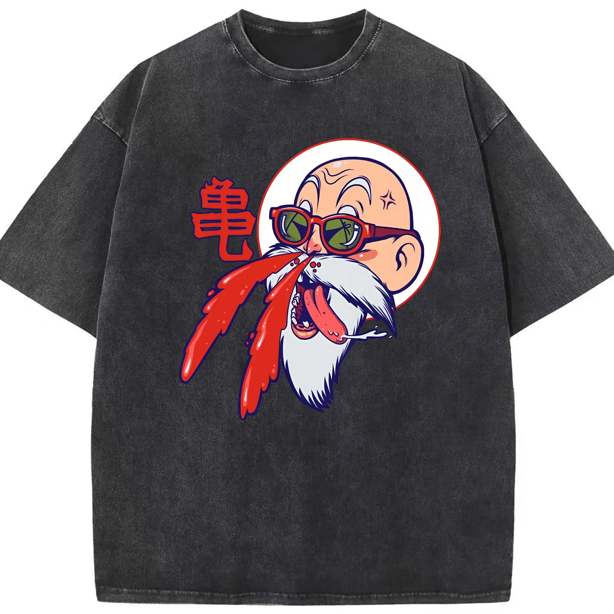 ドラゴンボール グッズ 亀仙人 - 綿100％ ヴィンテージ風 半袖Tシャツ ・ フロントプリント ・ 柔らか肌触り ・ 通気性 快適 ・ スポーツ カジュアル 外出用