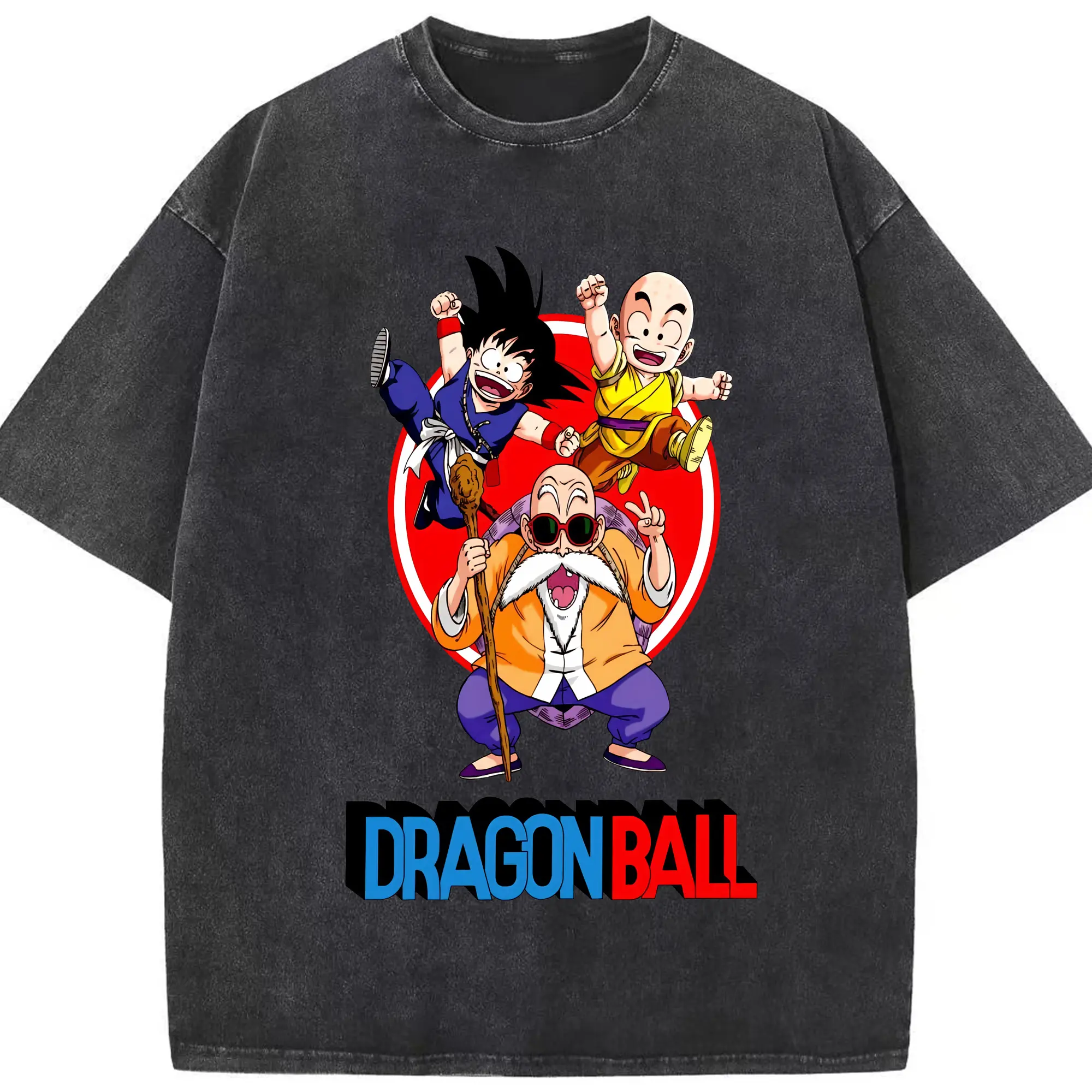 ドラゴンボール グッズ 亀仙人 - 綿100％ ヴィンテージ風 半袖Tシャツ ・ フロントプリント ・ 柔らか肌触り ・ 通気性 快適 ・ スポーツ カジュアル 外出用