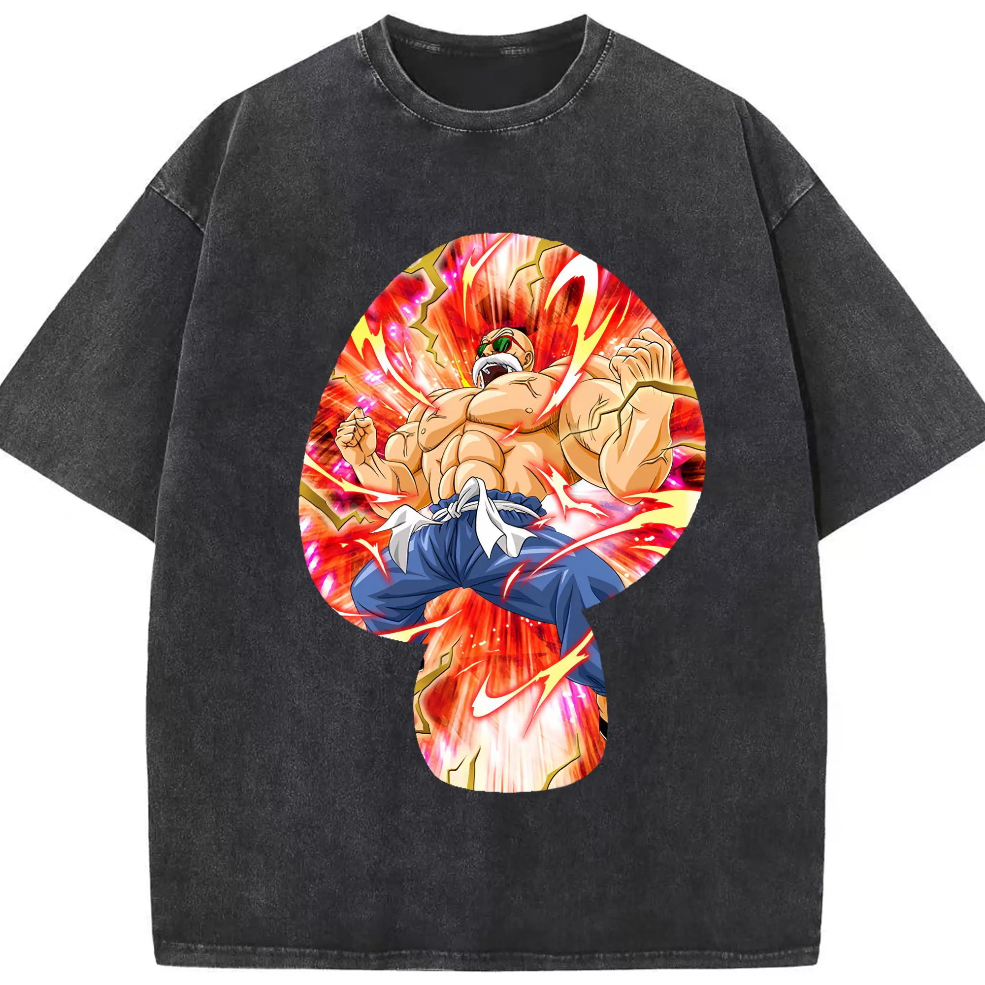 ドラゴンボール グッズ 亀仙人 - 綿100％ ヴィンテージ風 半袖Tシャツ ・ フロントプリント ・ 柔らか肌触り ・ 通気性 快適 ・ スポーツ カジュアル 外出用