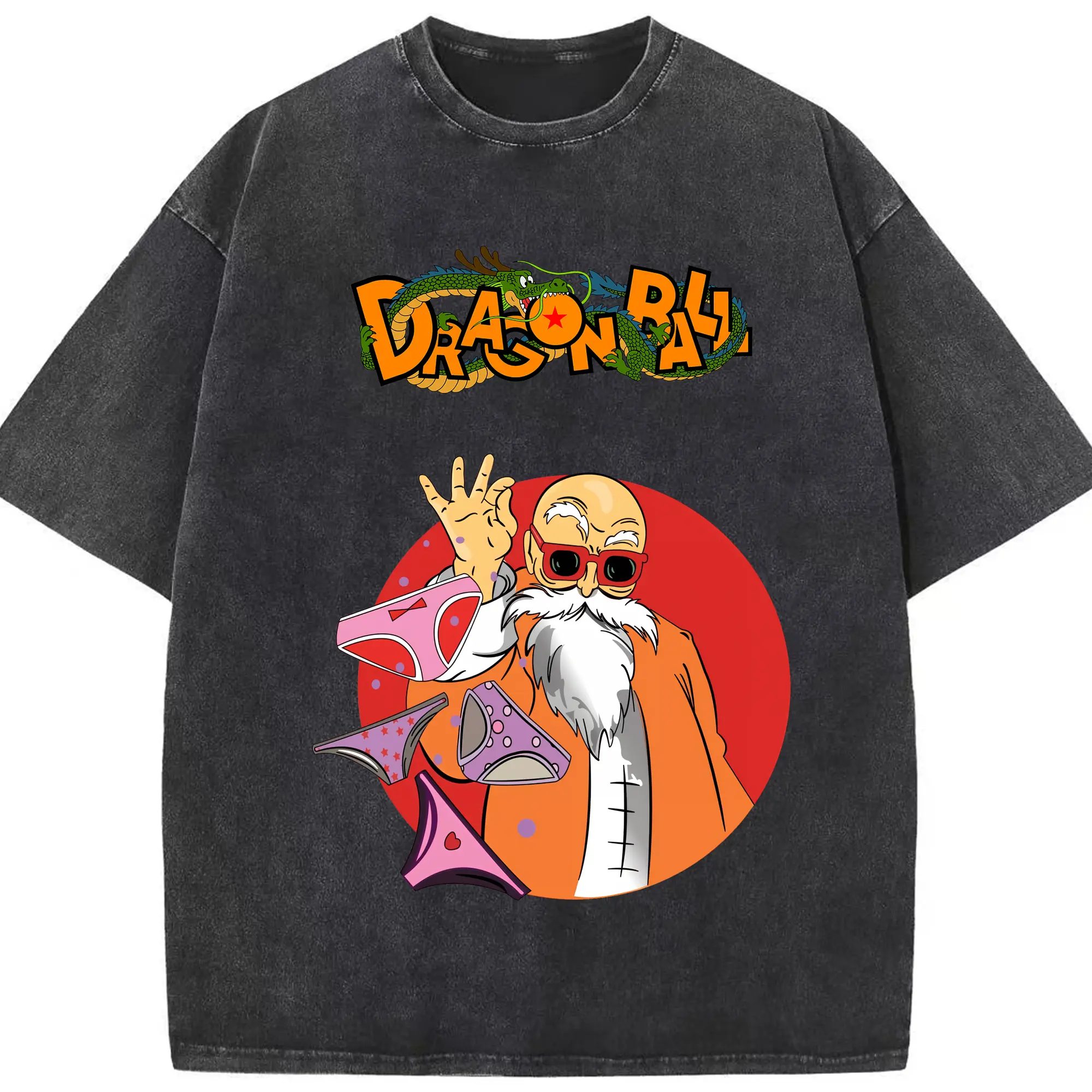 ドラゴンボール グッズ 亀仙人 - 綿100％ ヴィンテージ風 半袖Tシャツ ・ フロントプリント ・ 柔らか肌触り ・ 通気性 快適 ・ スポーツ カジュアル 外出用