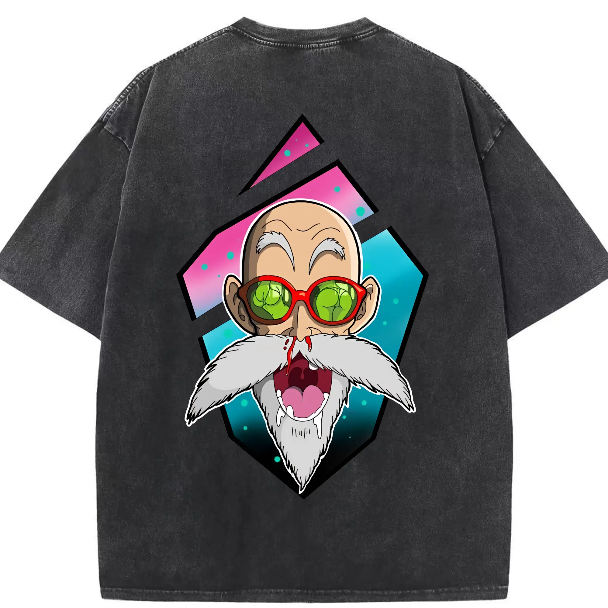 ドラゴンボール グッズ 亀仙人 - 綿100％ ヴィンテージ風 半袖Tシャツ ・ 背面プリント ・ 柔らか肌触り ・ 通気性 快適 ・ スポーツ カジュアル 外出用