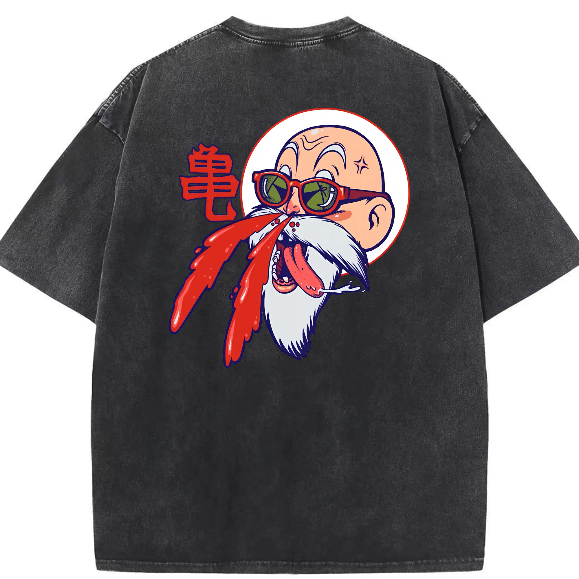 ドラゴンボール グッズ 亀仙人 - 綿100％ ヴィンテージ風 半袖Tシャツ ・ 背面プリント ・ 柔らか肌触り ・ 通気性 快適 ・ スポーツ カジュアル 外出用