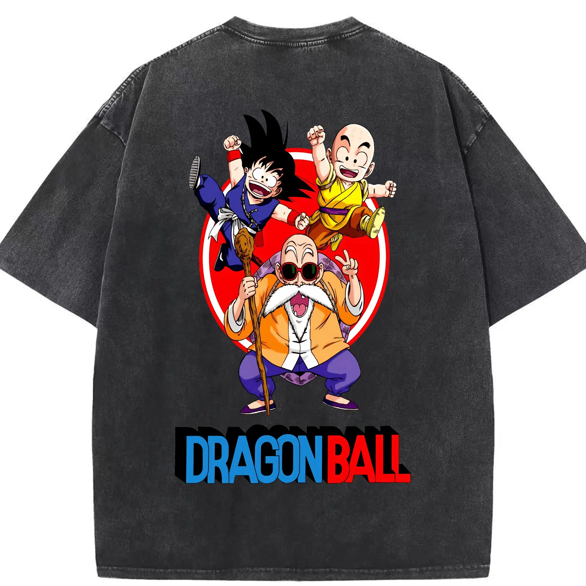 ドラゴンボール グッズ 亀仙人 - 綿100％ ヴィンテージ風 半袖Tシャツ ・ 背面プリント ・ 柔らか肌触り ・ 通気性 快適 ・ スポーツ カジュアル 外出用
