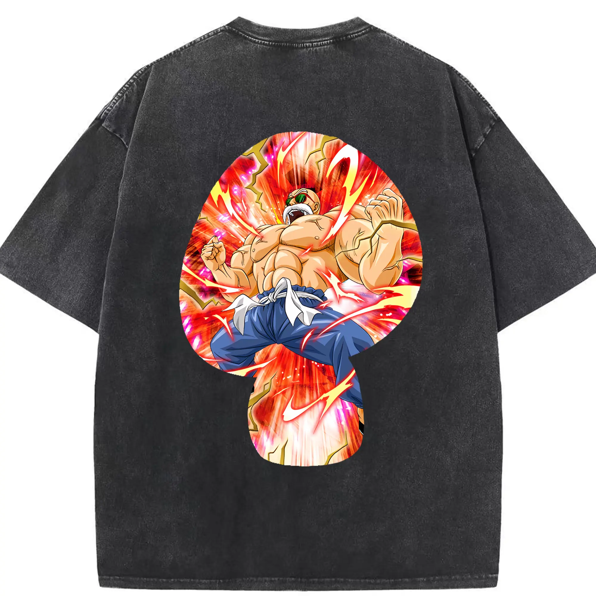 ドラゴンボール グッズ 亀仙人 - 綿100％ ヴィンテージ風 半袖Tシャツ ・ 背面プリント ・ 柔らか肌触り ・ 通気性 快適 ・ スポーツ カジュアル 外出用