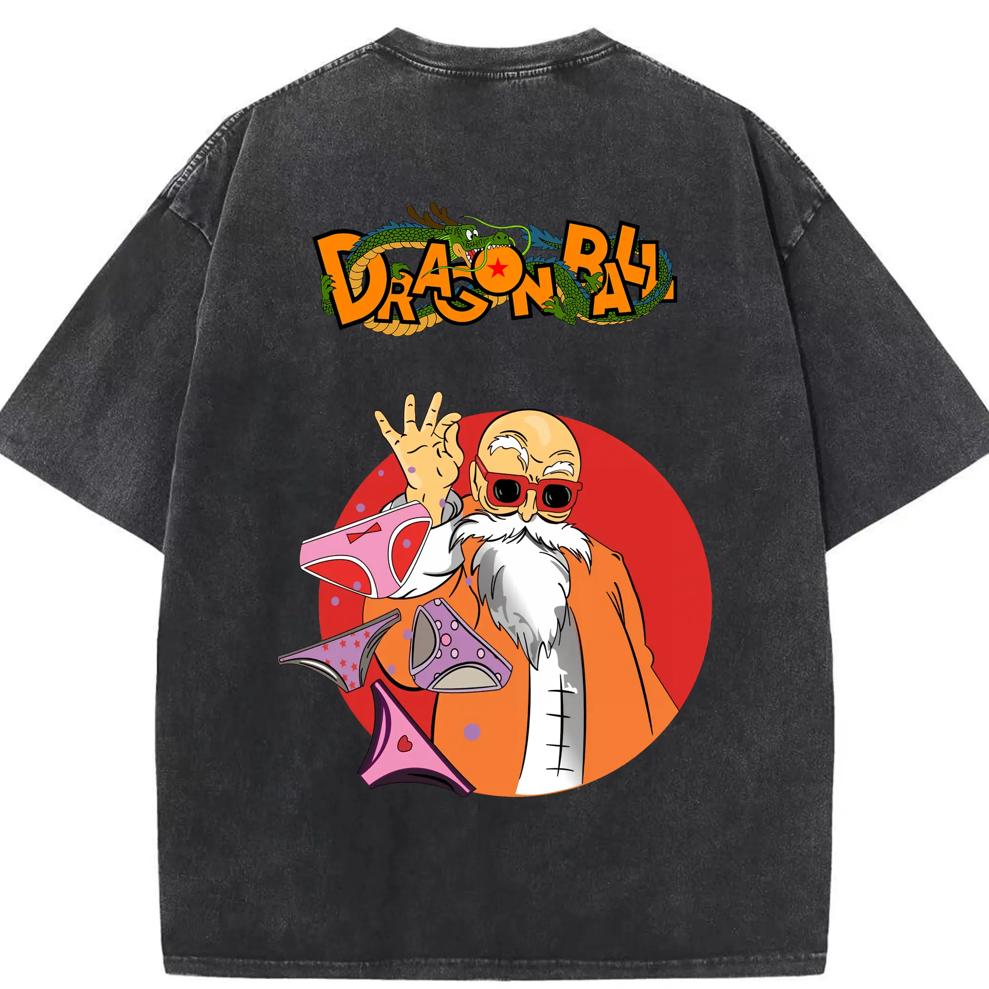 ドラゴンボール グッズ 亀仙人 - 綿100％ ヴィンテージ風 半袖Tシャツ ・ 背面プリント ・ 柔らか肌触り ・ 通気性 快適 ・ スポーツ カジュアル 外出用