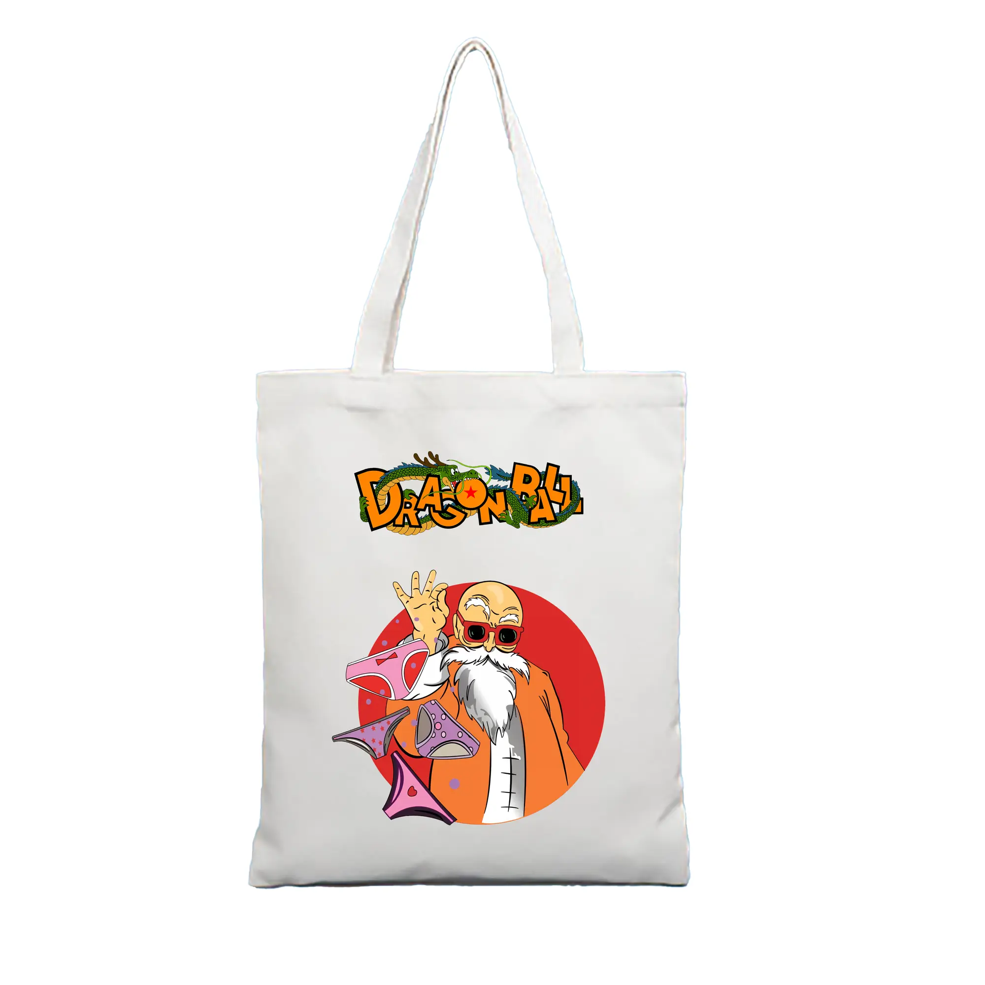 ドラゴンボール グッズ 亀仙人 - 縦型キャンバス手提げバッグ（トートバッグ） ・ キャンバス素材 ・ ショッピング用 ・ 軽量 丈夫 お手入れ簡単