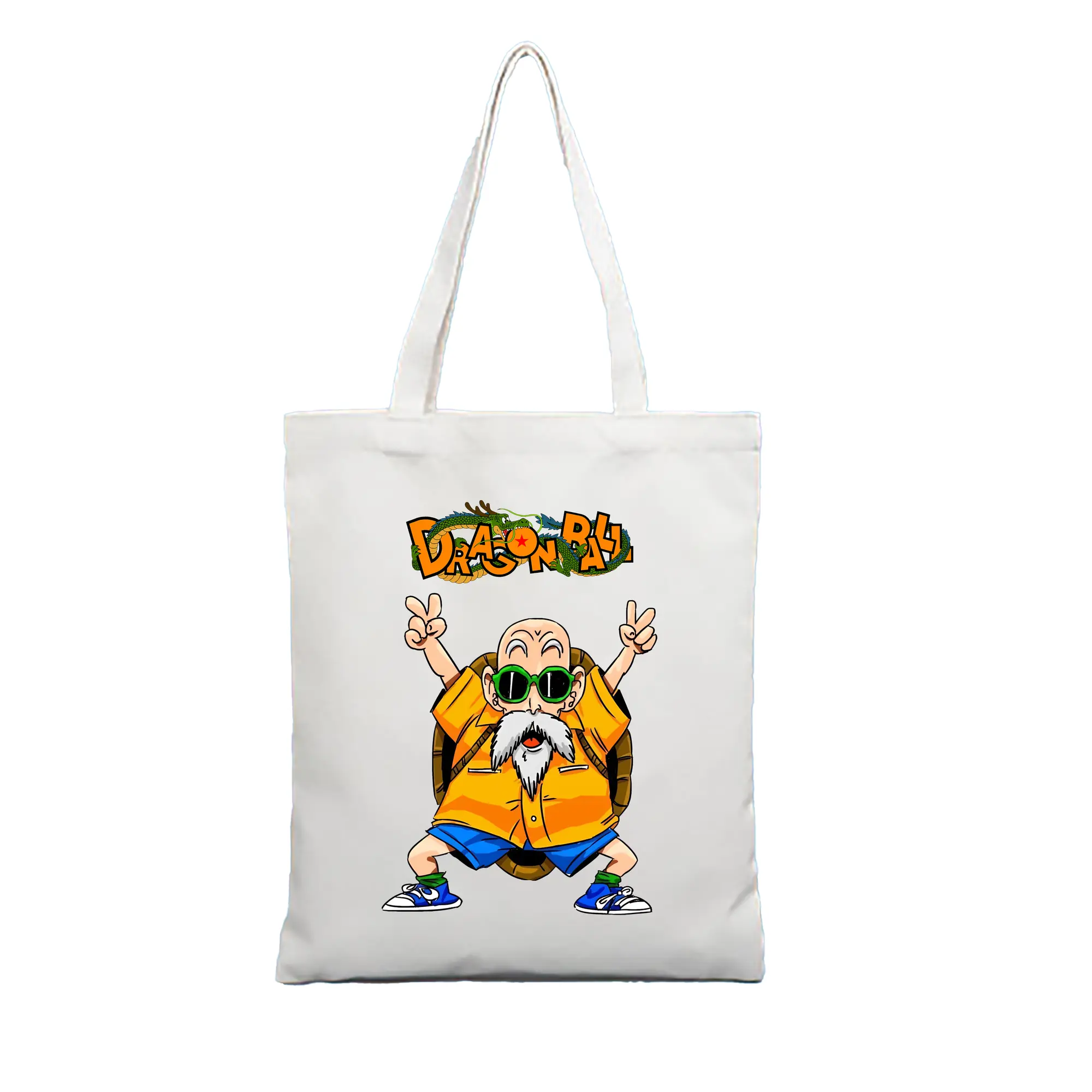 ドラゴンボール グッズ 亀仙人 - 縦型キャンバス手提げバッグ（トートバッグ） ・ キャンバス素材 ・ ショッピング用 ・ 軽量 丈夫 お手入れ簡単