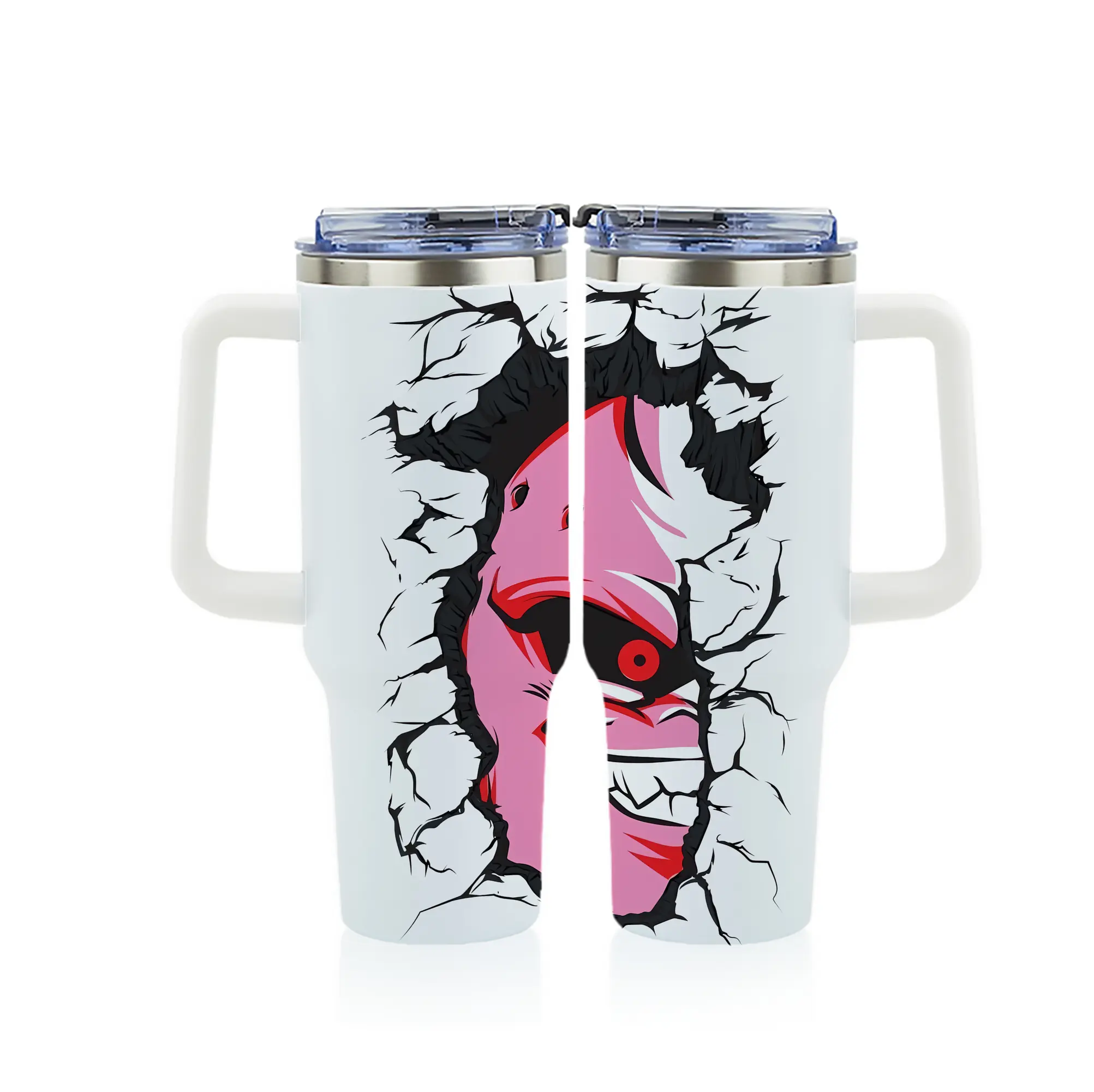 ドラゴンボール グッズ まじん ブウ - 1200mL フルプリント車用タンブラー ・ 304ステンレス 内側 ・ 201ステンレス 外側 ・ 保温 保冷 ・ 通勤 ドライブ アウトドア用