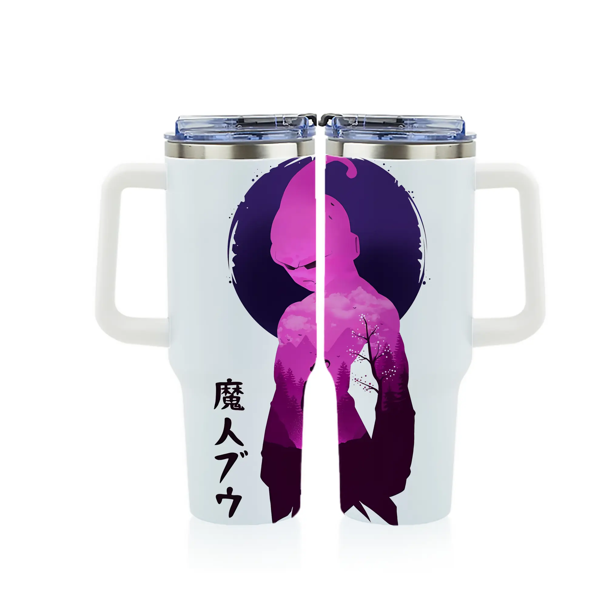 ドラゴンボール グッズ まじん ブウ - 1200mL フルプリント車用タンブラー ・ 304ステンレス 内側 ・ 201ステンレス 外側 ・ 保温 保冷 ・ 通勤 ドライブ アウトドア用