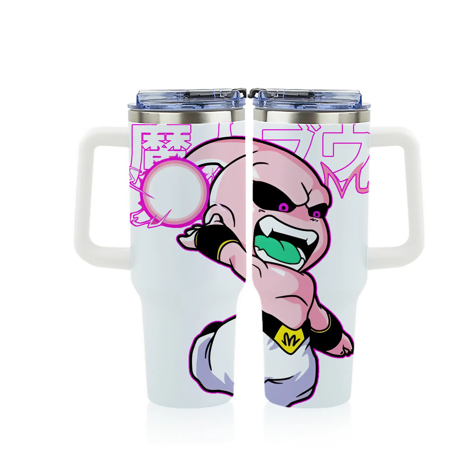 ドラゴンボール グッズ まじん ブウ - 1200mL フルプリント車用タンブラー ・ 304ステンレス 内側 ・ 201ステンレス 外側 ・ 保温 保冷 ・ 通勤 ドライブ アウトドア用