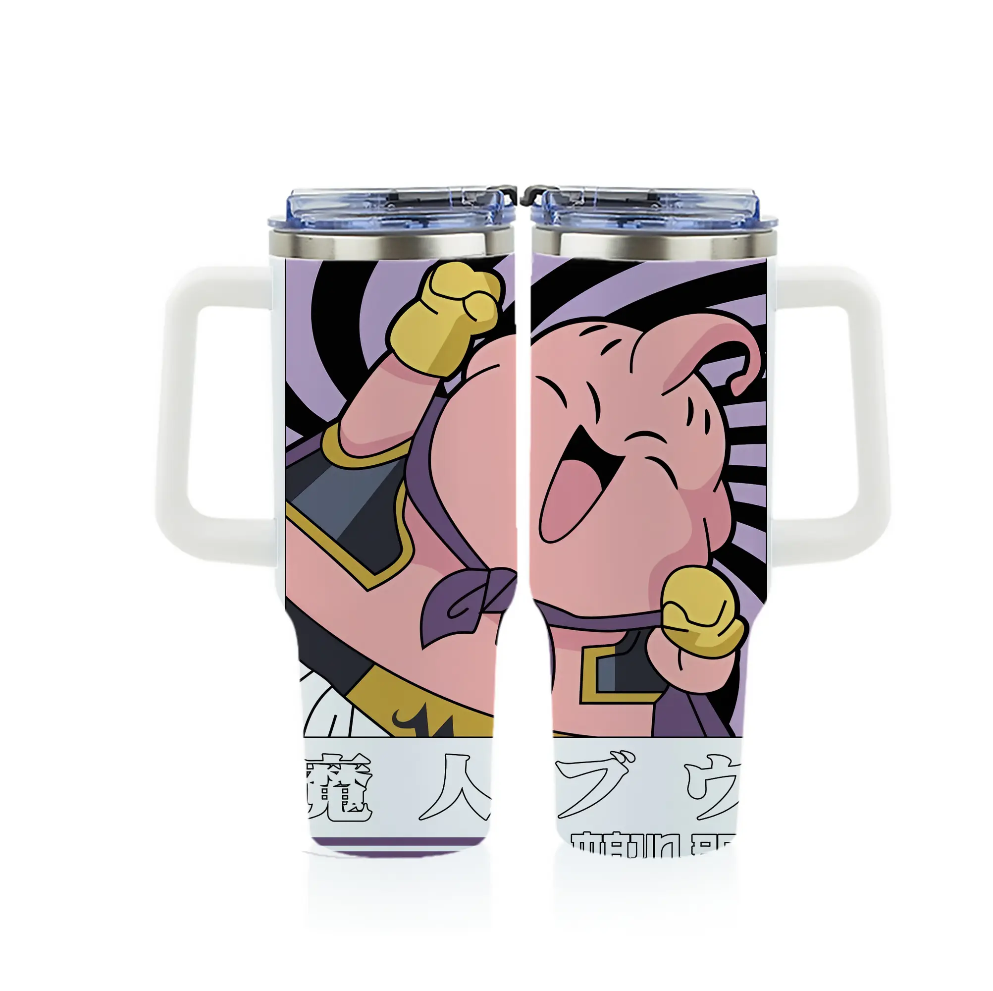 ドラゴンボール グッズ まじん ブウ - 1200mL フルプリント車用タンブラー ・ 304ステンレス 内側 ・ 201ステンレス 外側 ・ 保温 保冷 ・ 通勤 ドライブ アウトドア用