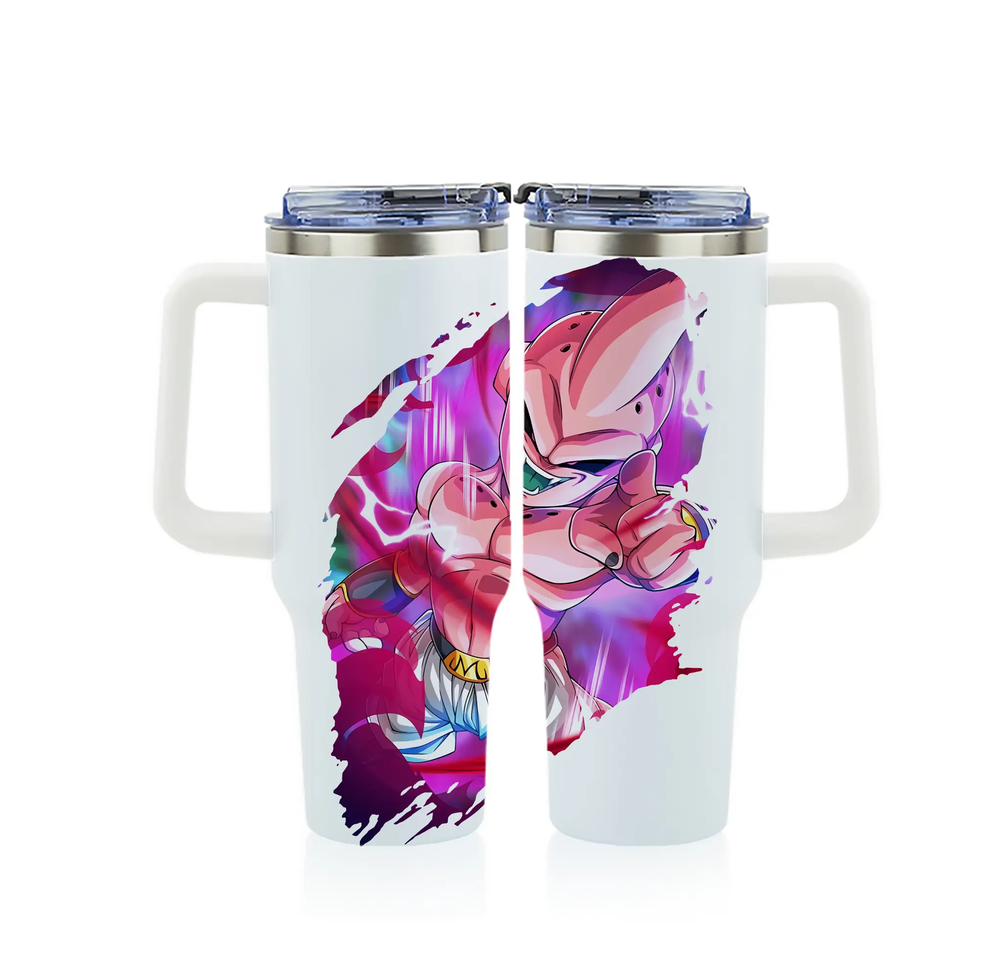 ドラゴンボール グッズ まじん ブウ - 1200mL フルプリント車用タンブラー ・ 304ステンレス 内側 ・ 201ステンレス 外側 ・ 保温 保冷 ・ 通勤 ドライブ アウトドア用