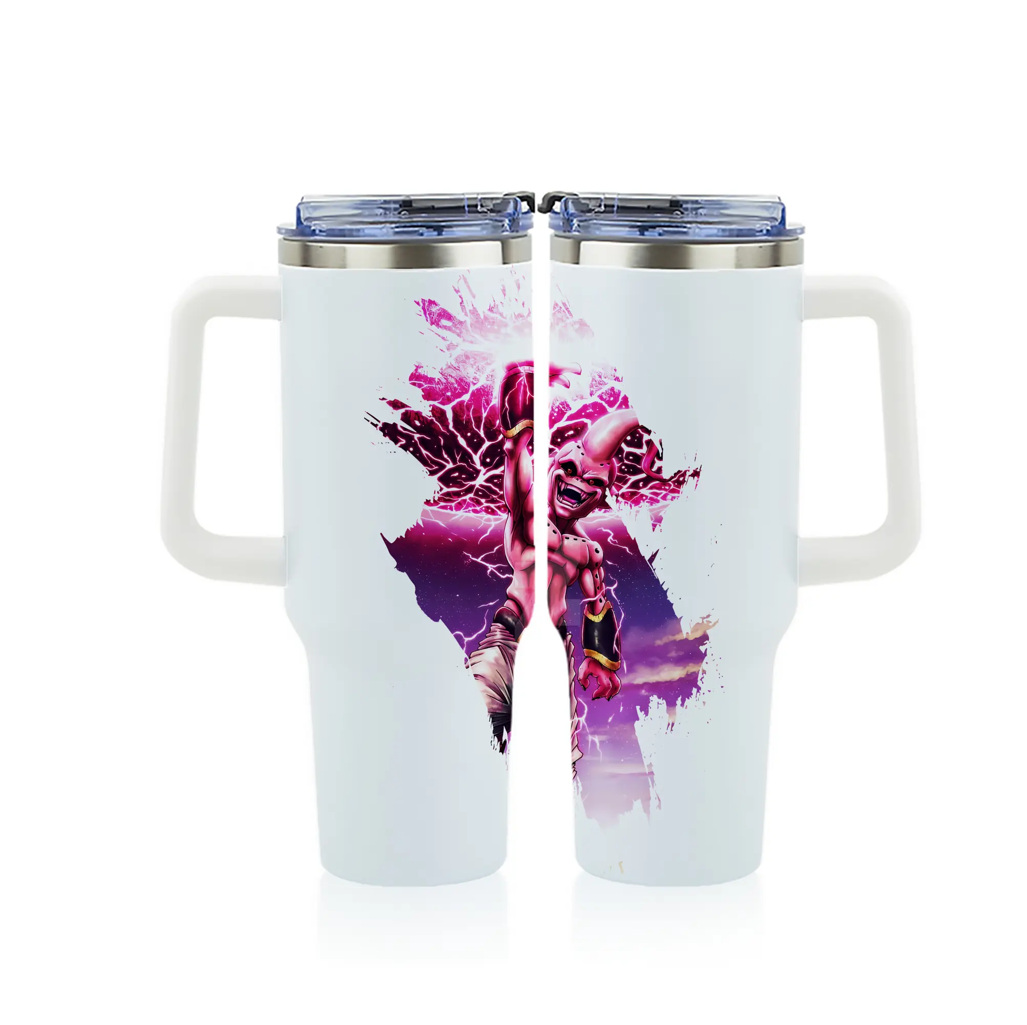 ドラゴンボール グッズ まじん ブウ - 1200mL フルプリント車用タンブラー ・ 304ステンレス 内側 ・ 201ステンレス 外側 ・ 保温 保冷 ・ 通勤 ドライブ アウトドア用