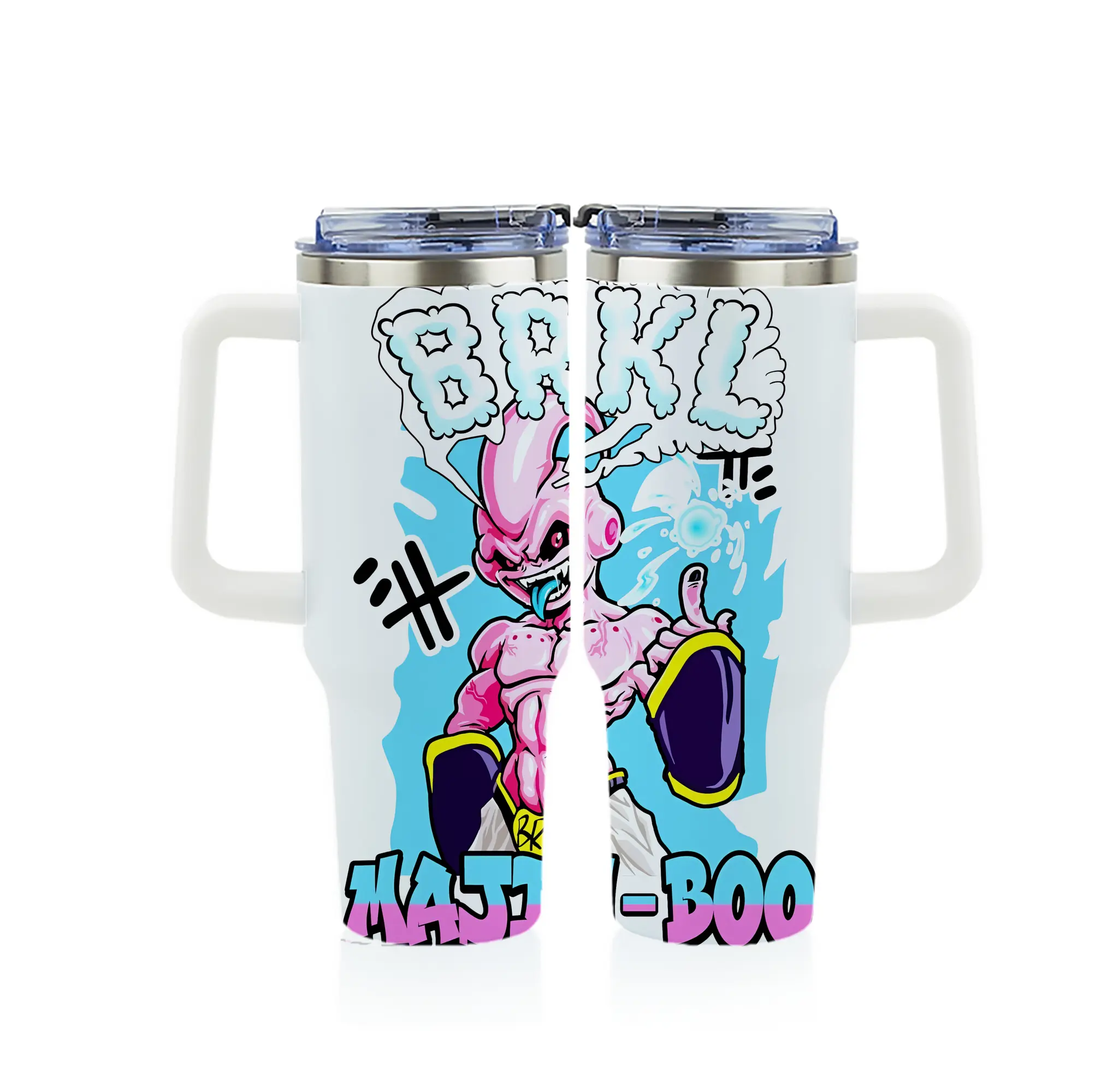 ドラゴンボール グッズ まじん ブウ - 1200mL フルプリント車用タンブラー ・ 304ステンレス 内側 ・ 201ステンレス 外側 ・ 保温 保冷 ・ 通勤 ドライブ アウトドア用