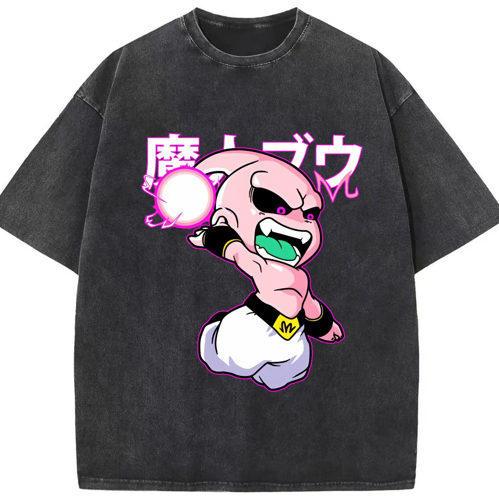 ドラゴンボール グッズ まじん ブウ - 綿100％ ヴィンテージ風 半袖Tシャツ ・ フロントプリント ・ 柔らか肌触り ・ 通気性 快適 ・ スポーツ カジュアル 外出用