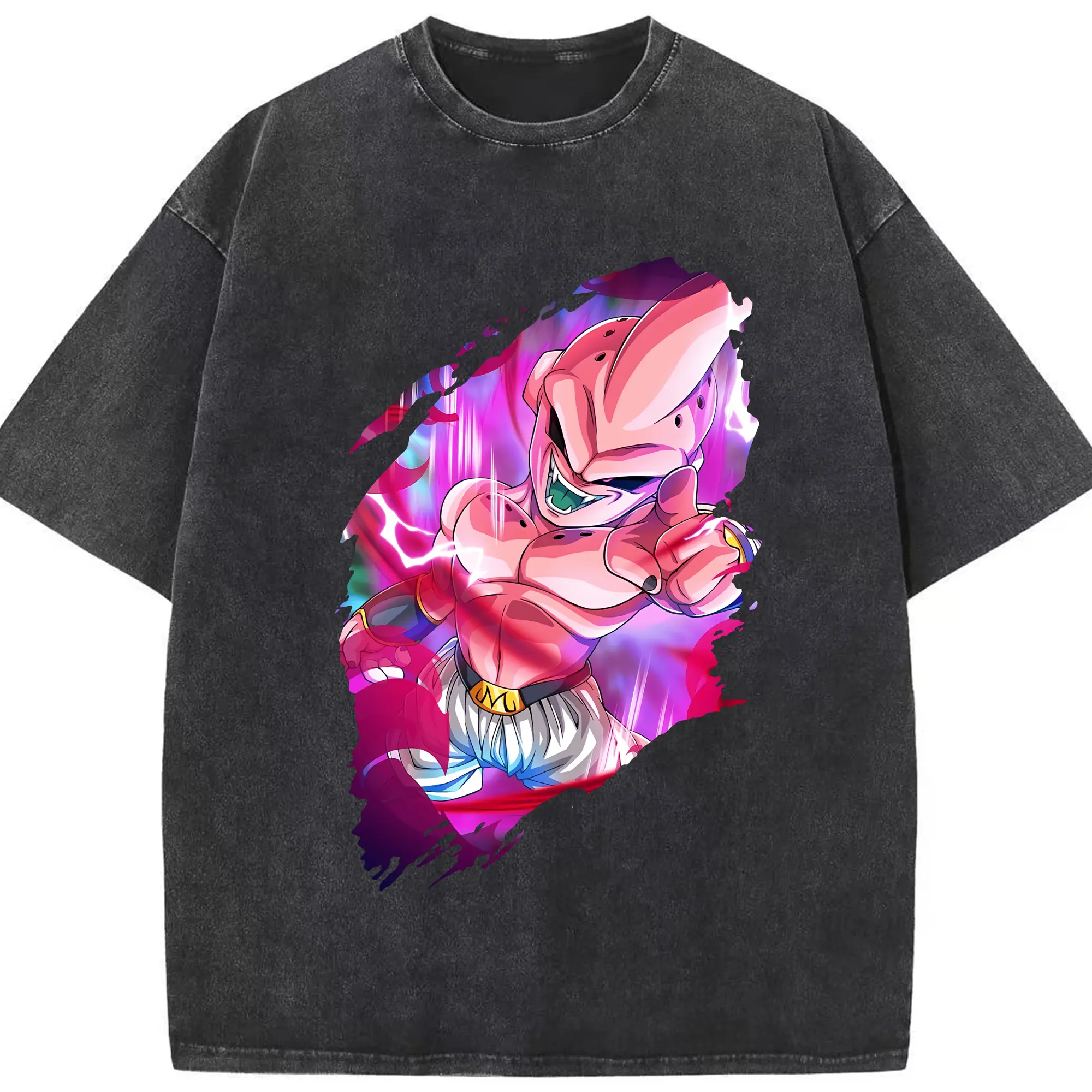 ドラゴンボール グッズ まじん ブウ - 綿100％ ヴィンテージ風 半袖Tシャツ ・ フロントプリント ・ 柔らか肌触り ・ 通気性 快適 ・ スポーツ カジュアル 外出用
