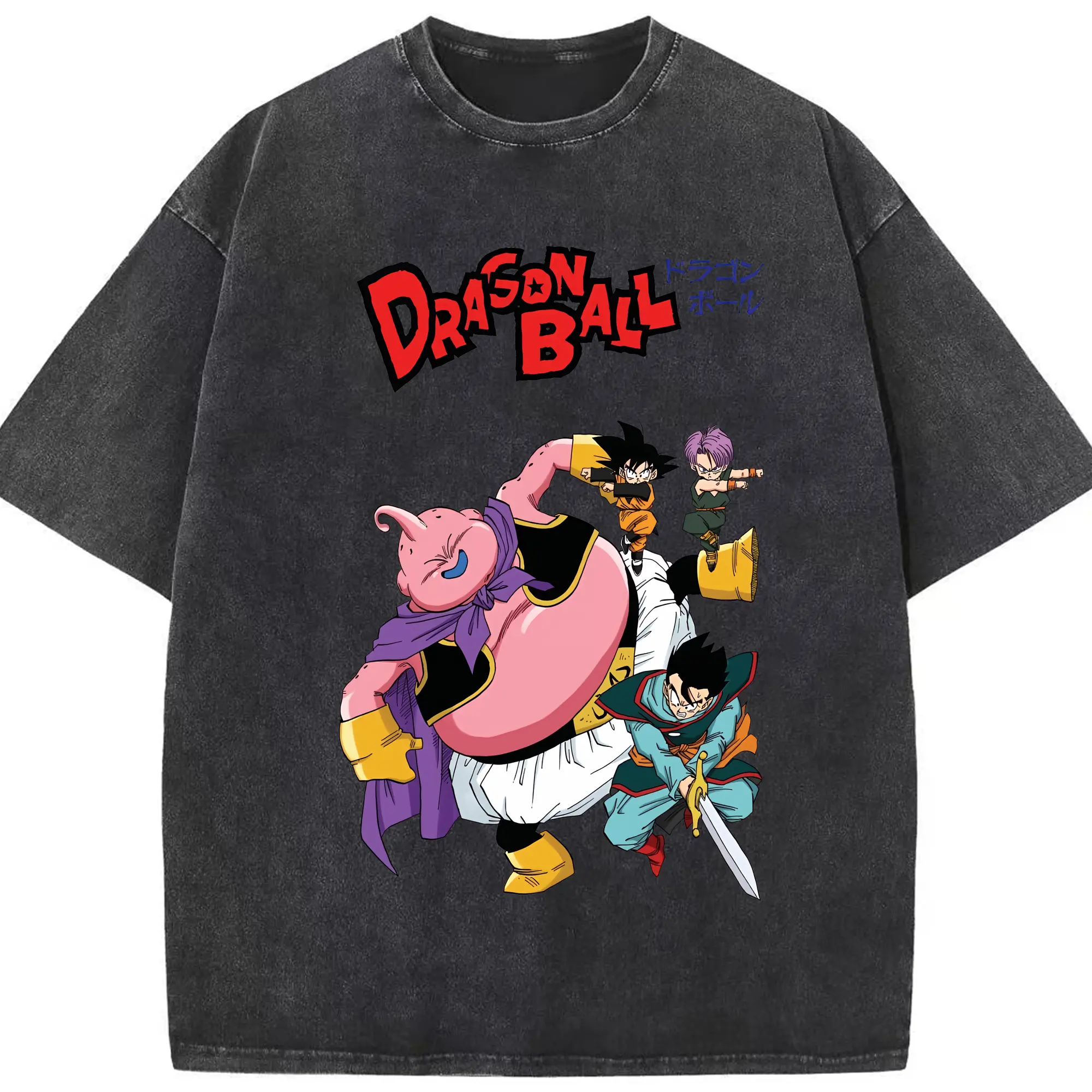 ドラゴンボール グッズ まじん ブウ - 綿100％ ヴィンテージ風 半袖Tシャツ ・ フロントプリント ・ 柔らか肌触り ・ 通気性 快適 ・ スポーツ カジュアル 外出用