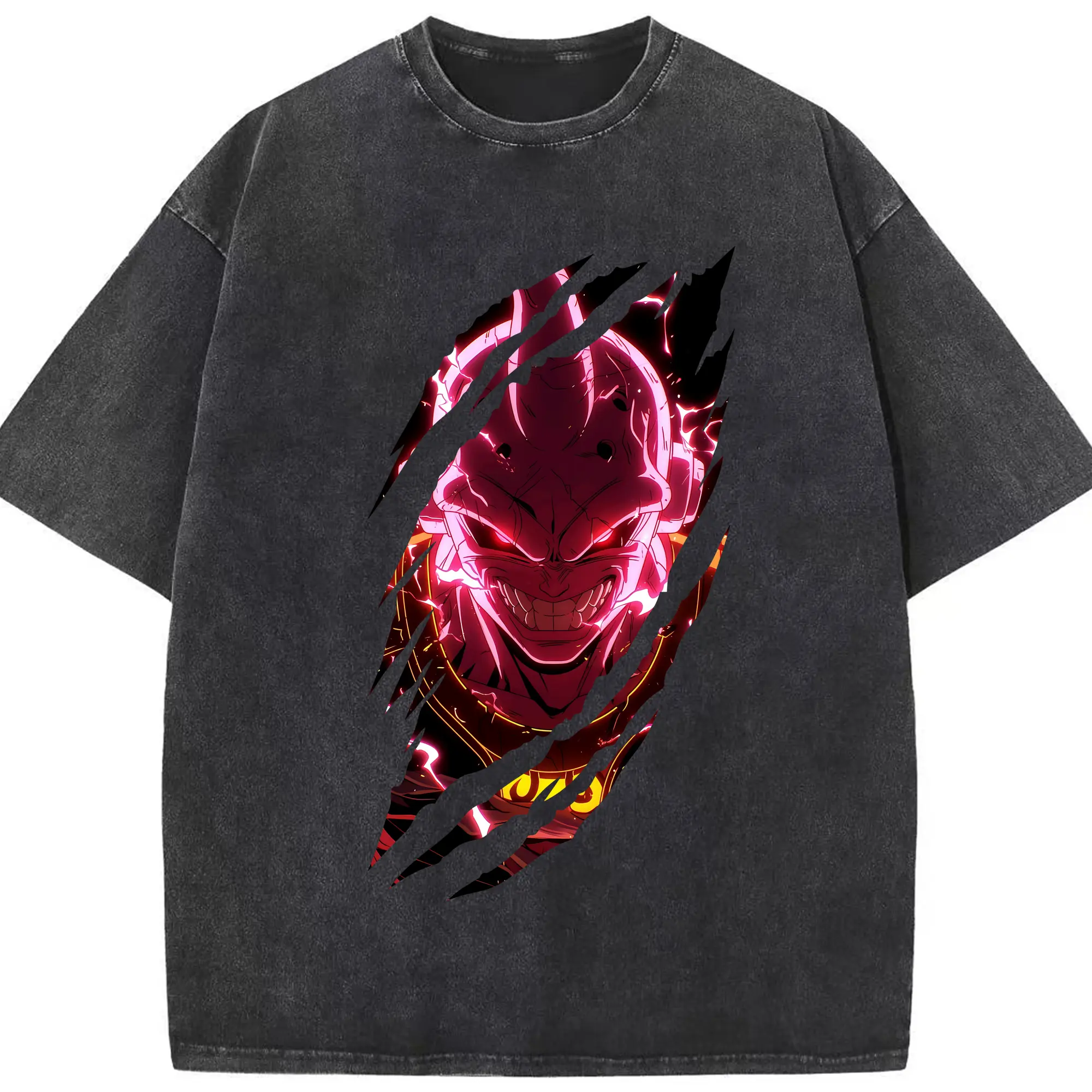 ドラゴンボール グッズ まじん ブウ - 綿100％ ヴィンテージ風 半袖Tシャツ ・ フロントプリント ・ 柔らか肌触り ・ 通気性 快適 ・ スポーツ カジュアル 外出用