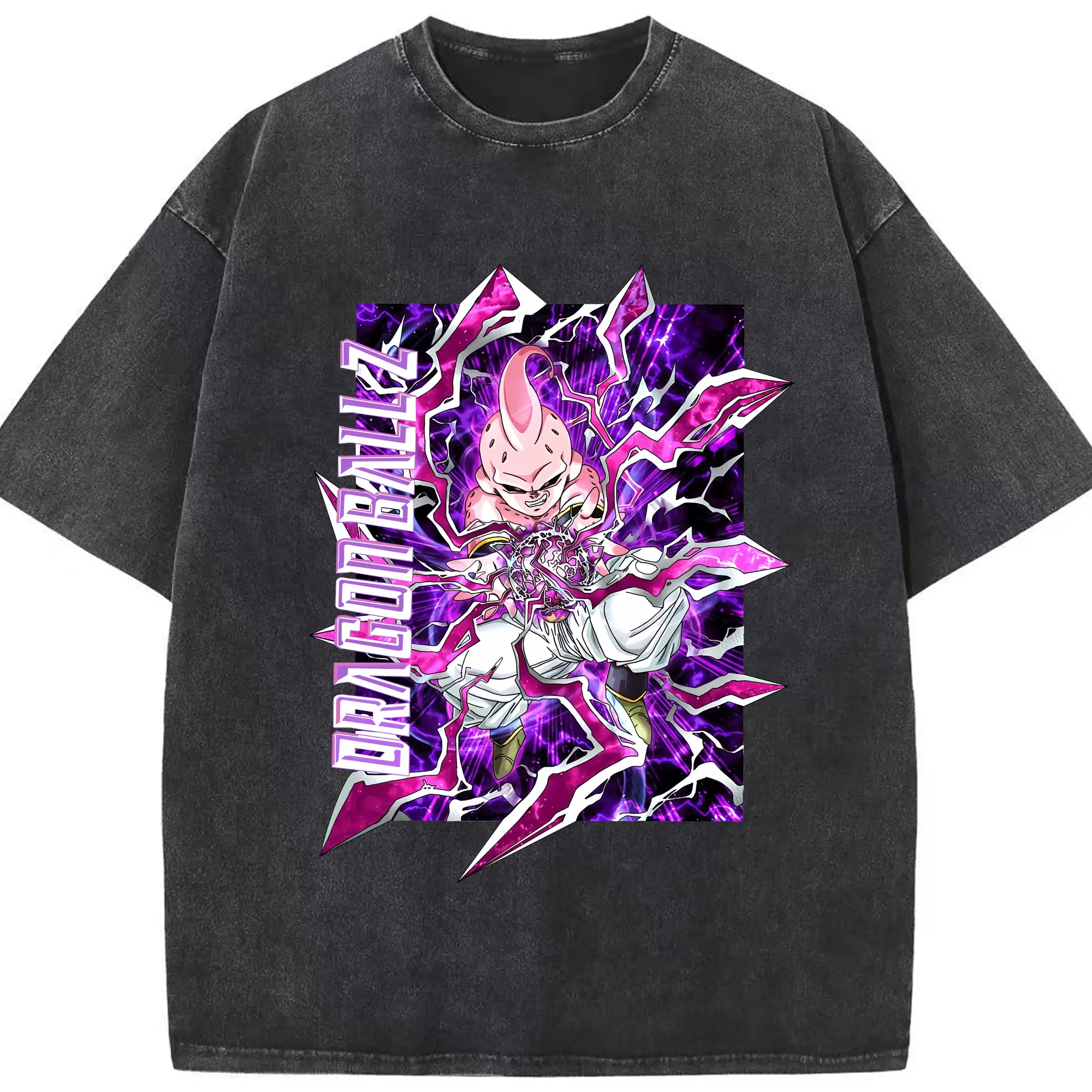 ドラゴンボール グッズ まじん ブウ - 綿100％ ヴィンテージ風 半袖Tシャツ ・ フロントプリント ・ 柔らか肌触り ・ 通気性 快適 ・ スポーツ カジュアル 外出用