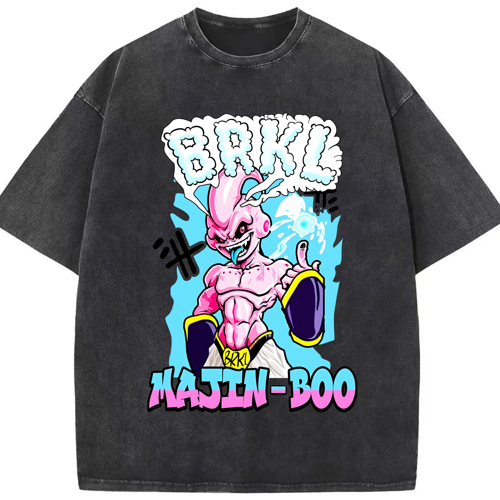 ドラゴンボール グッズ まじん ブウ - 綿100％ ヴィンテージ風 半袖Tシャツ ・ フロントプリント ・ 柔らか肌触り ・ 通気性 快適 ・ スポーツ カジュアル 外出用