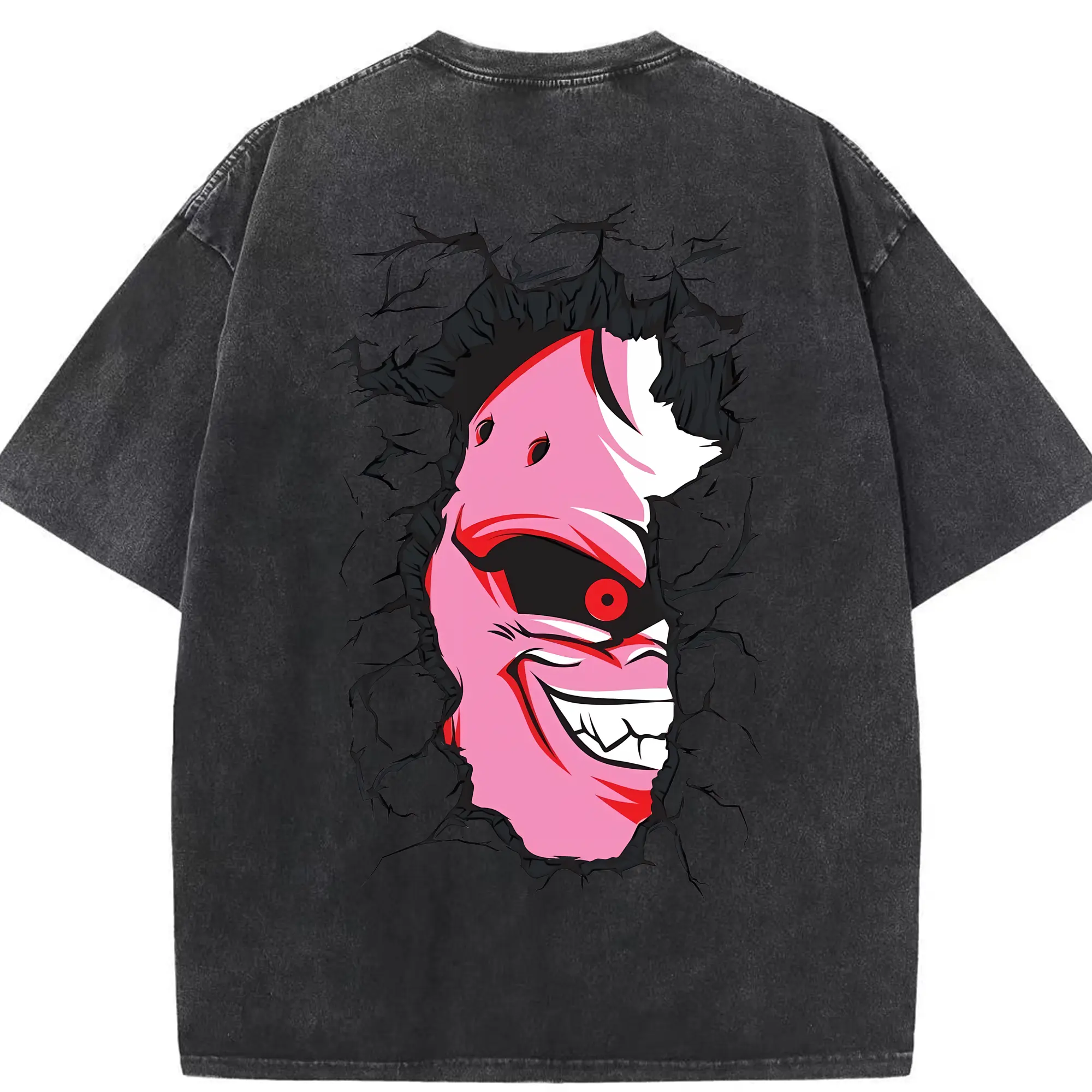 ドラゴンボール グッズ まじん ブウ - 綿100％ ヴィンテージ風 半袖Tシャツ ・ 背面プリント ・ 柔らか肌触り ・ 通気性 快適 ・ スポーツ カジュアル 外出用