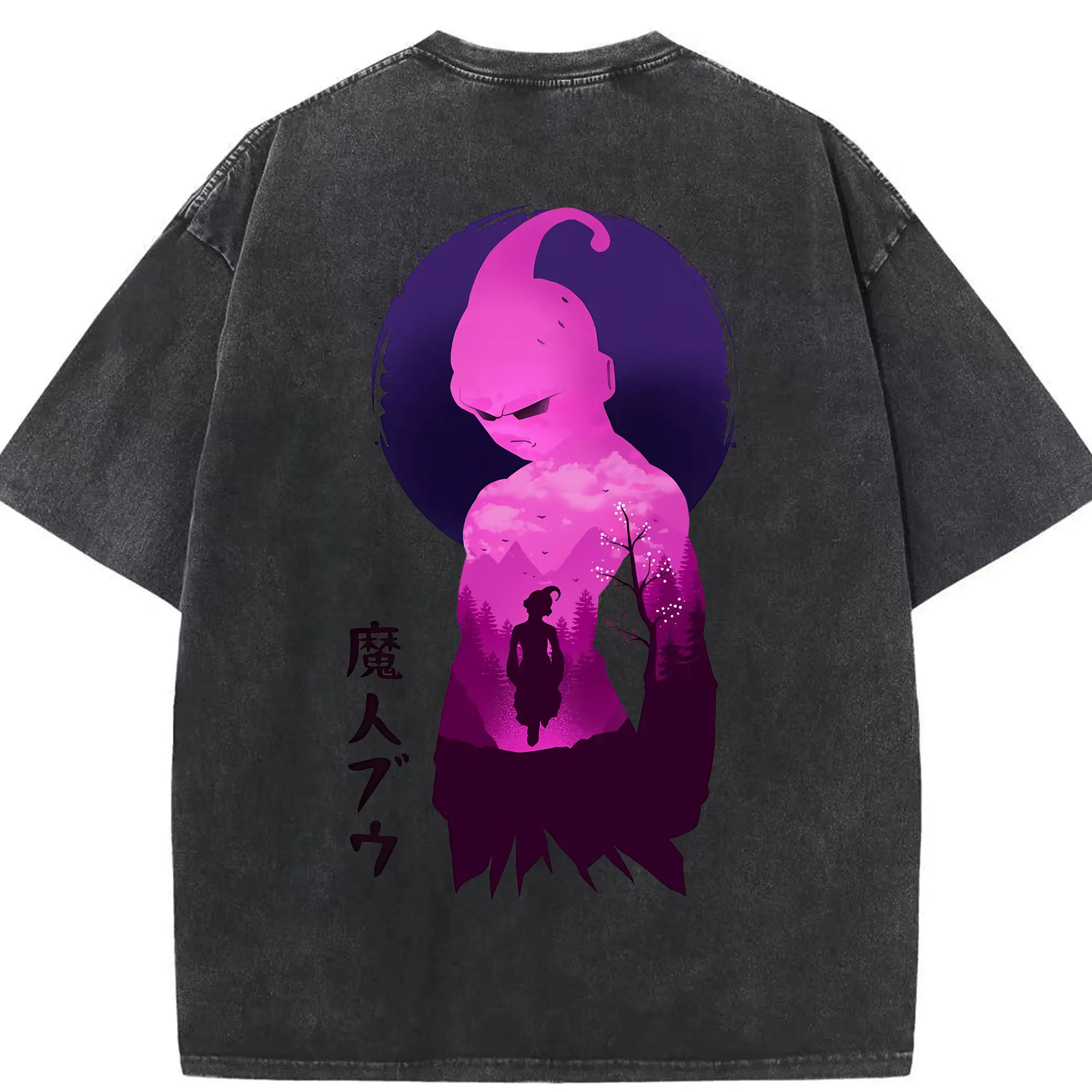 ドラゴンボール グッズ まじん ブウ - 綿100％ ヴィンテージ風 半袖Tシャツ ・ 背面プリント ・ 柔らか肌触り ・ 通気性 快適 ・ スポーツ カジュアル 外出用