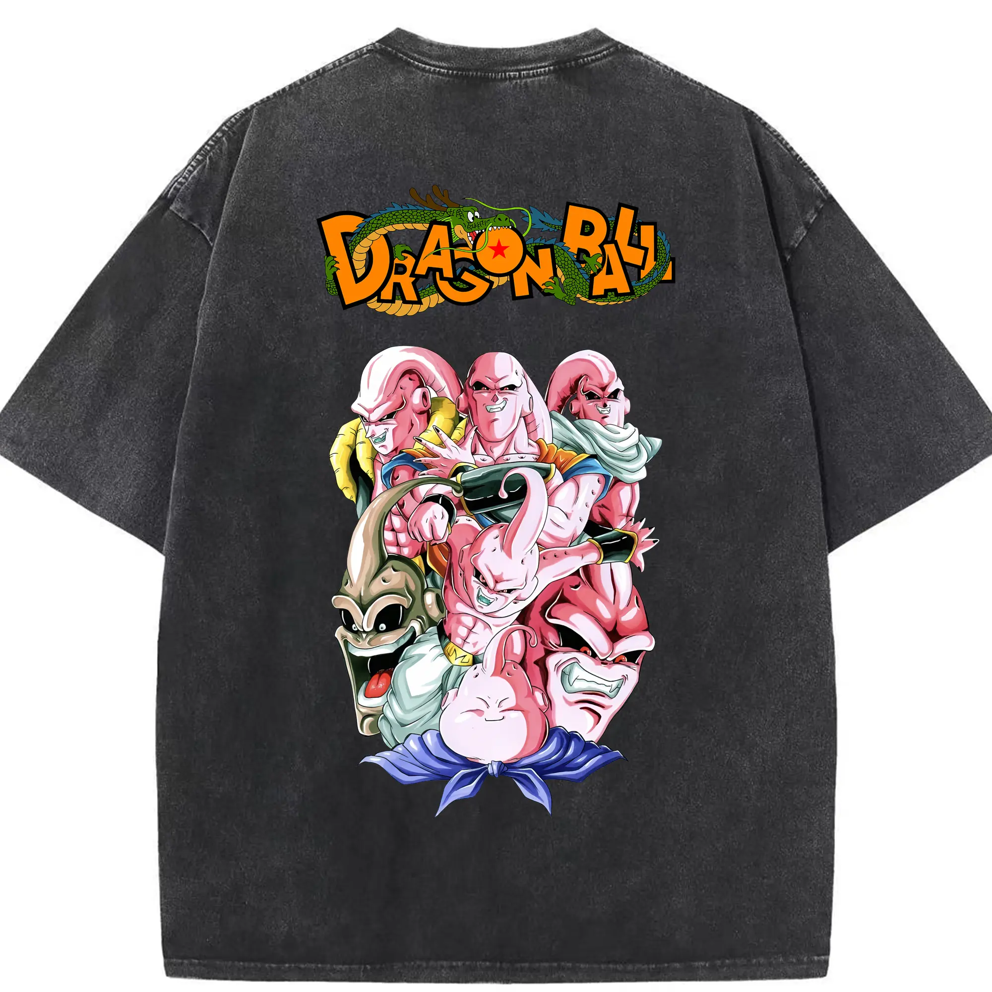 ドラゴンボール グッズ まじん ブウ - 綿100％ ヴィンテージ風 半袖Tシャツ ・ 背面プリント ・ 柔らか肌触り ・ 通気性 快適 ・ スポーツ カジュアル 外出用