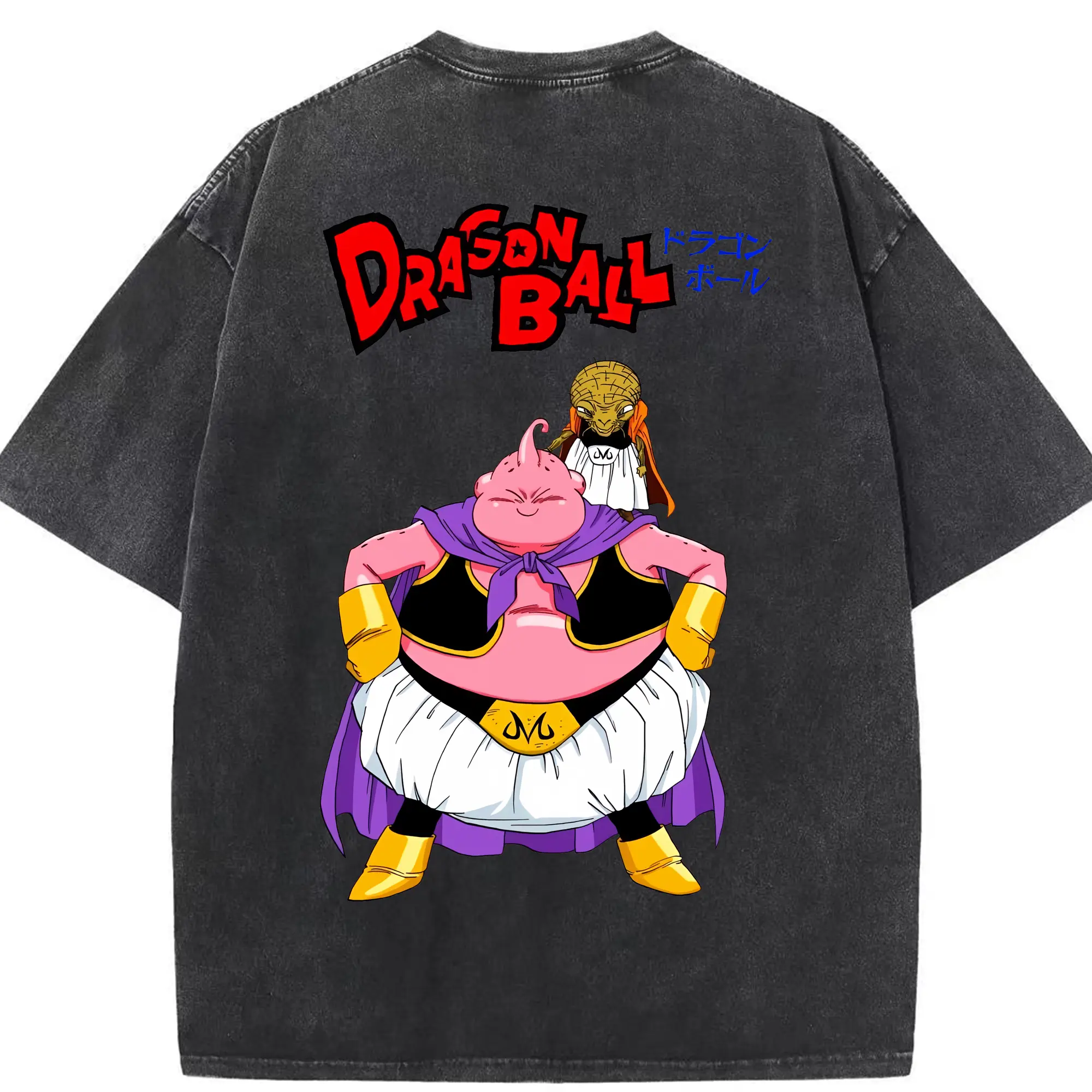 ドラゴンボール グッズ まじん ブウ - 綿100％ ヴィンテージ風 半袖Tシャツ ・ 背面プリント ・ 柔らか肌触り ・ 通気性 快適 ・ スポーツ カジュアル 外出用
