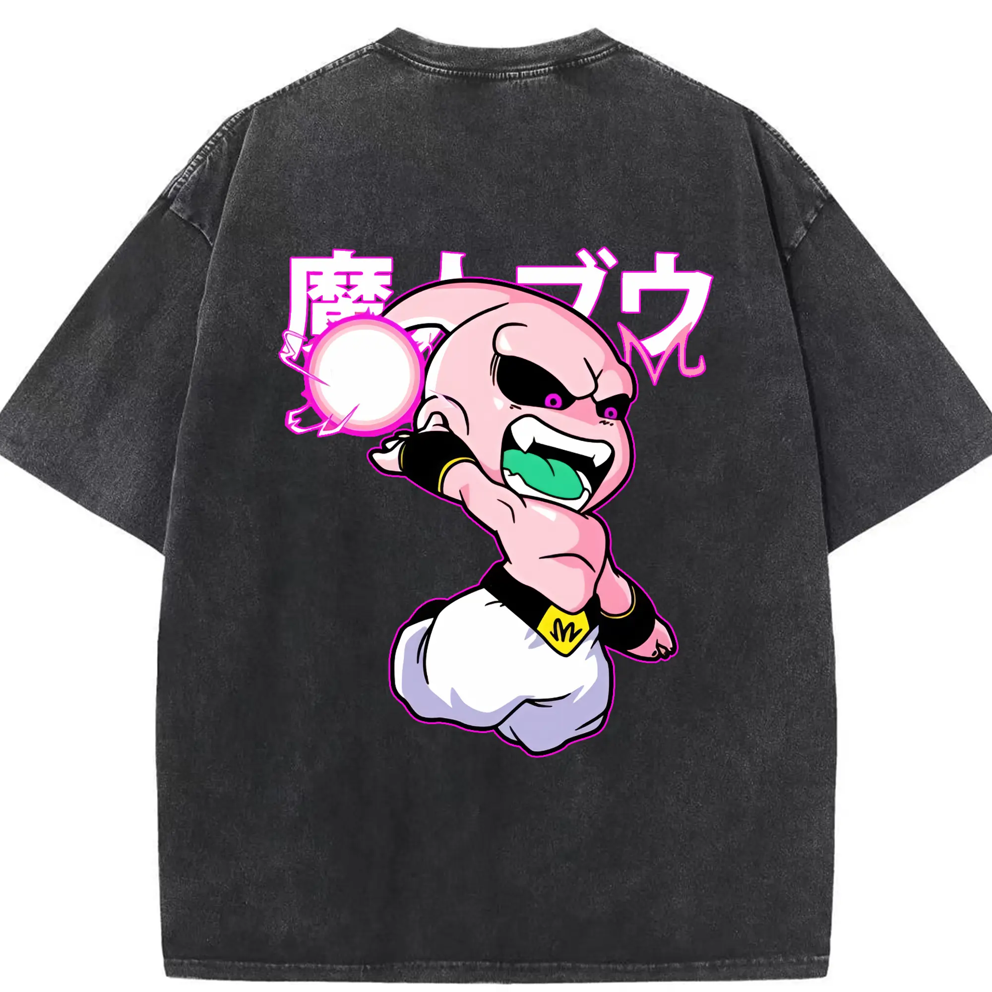 ドラゴンボール グッズ まじん ブウ - 綿100％ ヴィンテージ風 半袖Tシャツ ・ 背面プリント ・ 柔らか肌触り ・ 通気性 快適 ・ スポーツ カジュアル 外出用