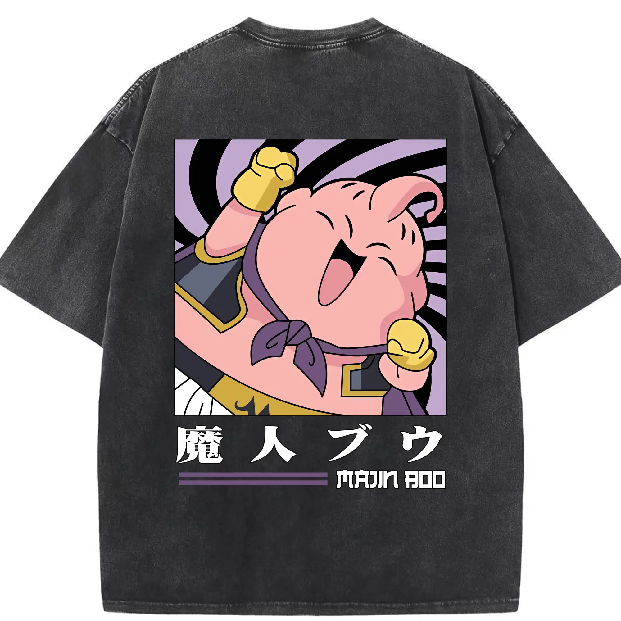 ドラゴンボール グッズ まじん ブウ - 綿100％ ヴィンテージ風 半袖Tシャツ ・ 背面プリント ・ 柔らか肌触り ・ 通気性 快適 ・ スポーツ カジュアル 外出用