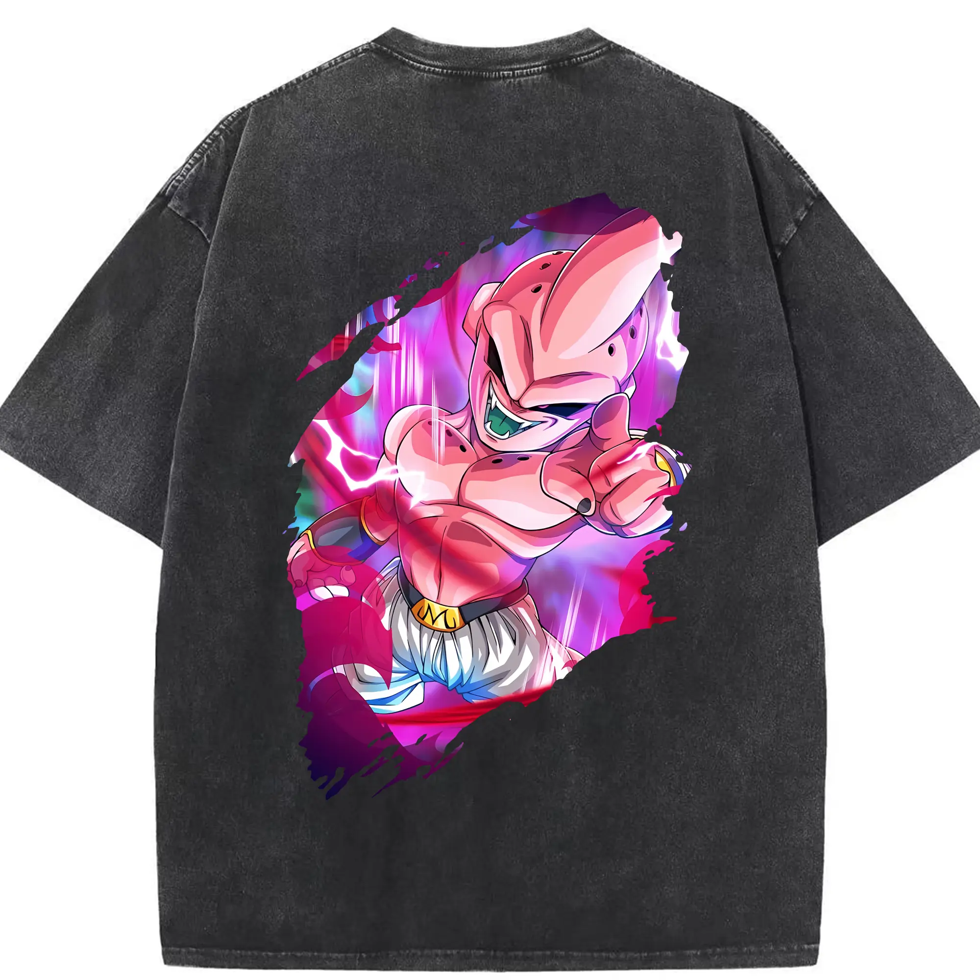 ドラゴンボール グッズ まじん ブウ - 綿100％ ヴィンテージ風 半袖Tシャツ ・ 背面プリント ・ 柔らか肌触り ・ 通気性 快適 ・ スポーツ カジュアル 外出用