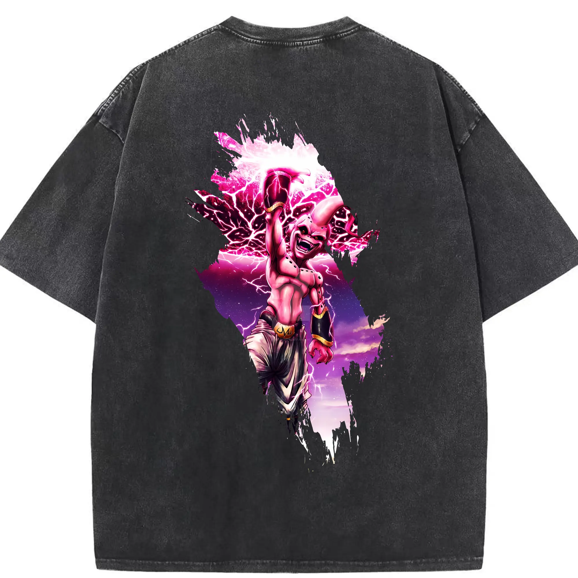 ドラゴンボール グッズ まじん ブウ - 綿100％ ヴィンテージ風 半袖Tシャツ ・ 背面プリント ・ 柔らか肌触り ・ 通気性 快適 ・ スポーツ カジュアル 外出用