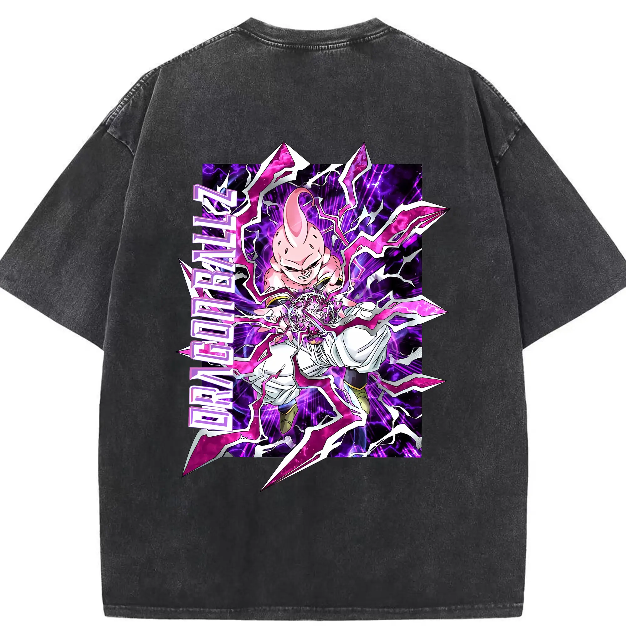 ドラゴンボール グッズ まじん ブウ - 綿100％ ヴィンテージ風 半袖Tシャツ ・ 背面プリント ・ 柔らか肌触り ・ 通気性 快適 ・ スポーツ カジュアル 外出用