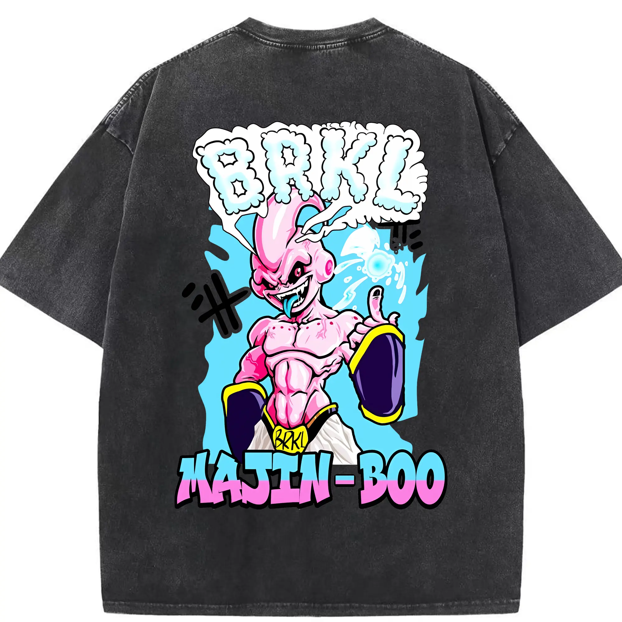 ドラゴンボール グッズ まじん ブウ - 綿100％ ヴィンテージ風 半袖Tシャツ ・ 背面プリント ・ 柔らか肌触り ・ 通気性 快適 ・ スポーツ カジュアル 外出用