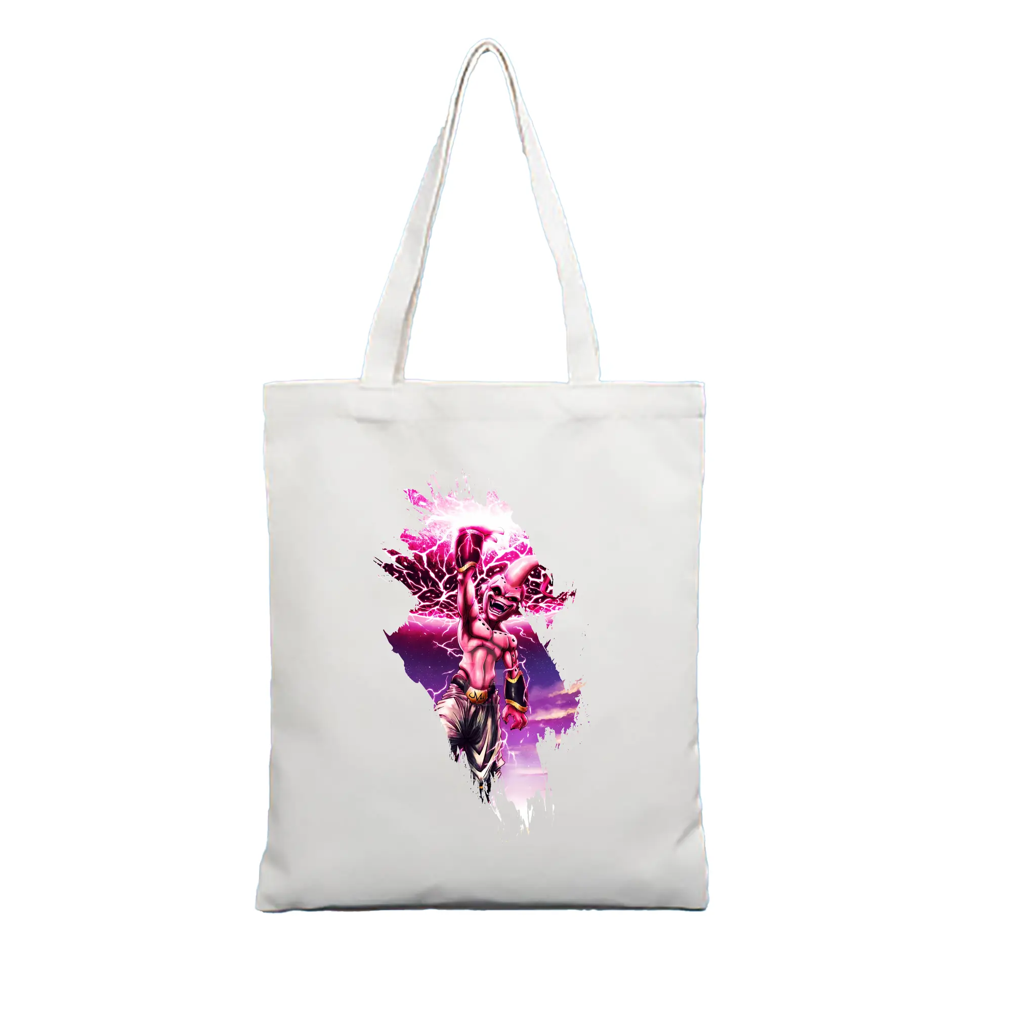 ドラゴンボール グッズ まじん ブウ - 縦型キャンバス手提げバッグ（トートバッグ） ・ キャンバス素材 ・ ショッピング用 ・ 軽量 丈夫 お手入れ簡単