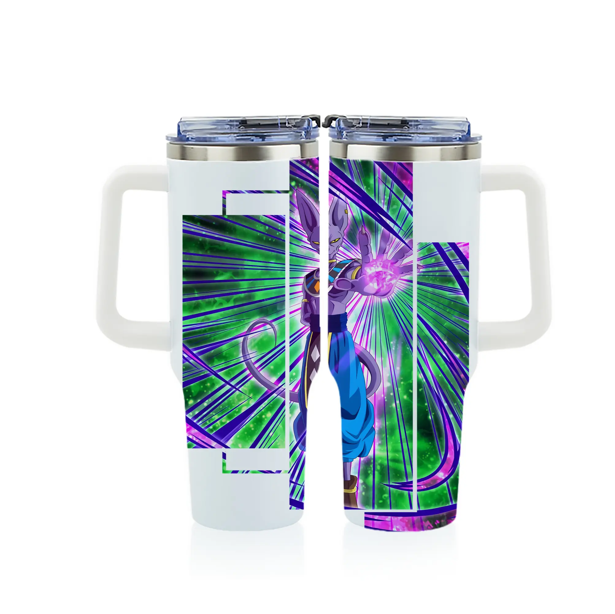 ドラゴンボール グッズ ビルス - 1200mL フルプリント車用タンブラー ・ 304ステンレス 内側 ・ 201ステンレス 外側 ・ 保温 保冷 ・ 通勤 ドライブ アウトドア用