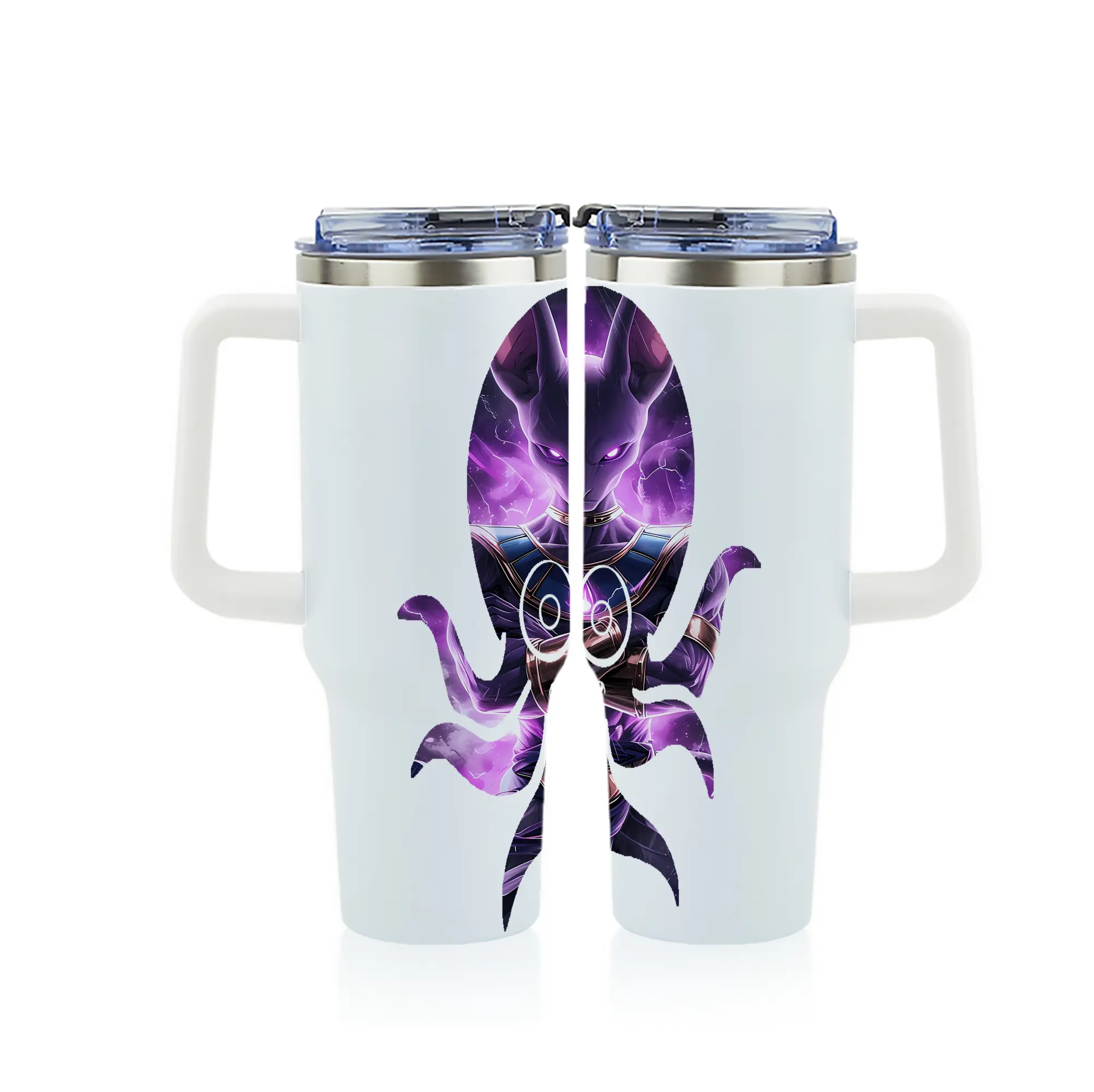 ドラゴンボール グッズ ビルス - 1200mL フルプリント車用タンブラー ・ 304ステンレス 内側 ・ 201ステンレス 外側 ・ 保温 保冷 ・ 通勤 ドライブ アウトドア用