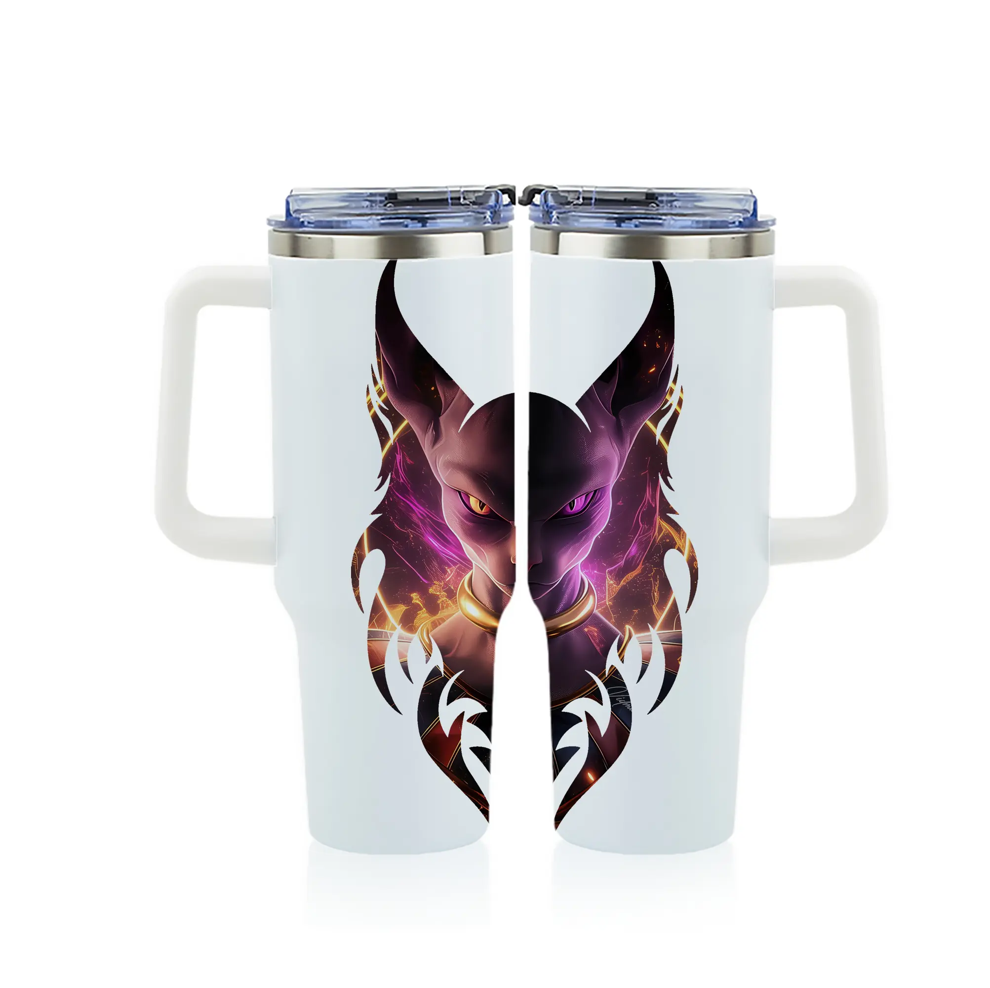 ドラゴンボール グッズ ビルス - 1200mL フルプリント車用タンブラー ・ 304ステンレス 内側 ・ 201ステンレス 外側 ・ 保温 保冷 ・ 通勤 ドライブ アウトドア用