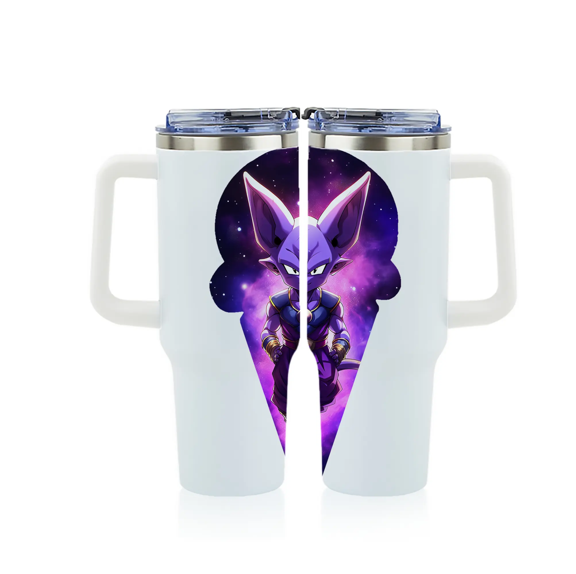 ドラゴンボール グッズ ビルス - 1200mL フルプリント車用タンブラー ・ 304ステンレス 内側 ・ 201ステンレス 外側 ・ 保温 保冷 ・ 通勤 ドライブ アウトドア用