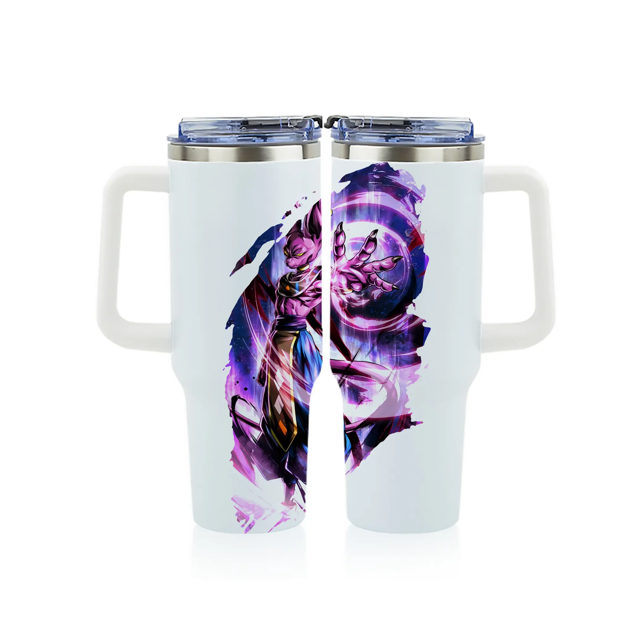 ドラゴンボール グッズ ビルス - 1200mL フルプリント車用タンブラー ・ 304ステンレス 内側 ・ 201ステンレス 外側 ・ 保温 保冷 ・ 通勤 ドライブ アウトドア用