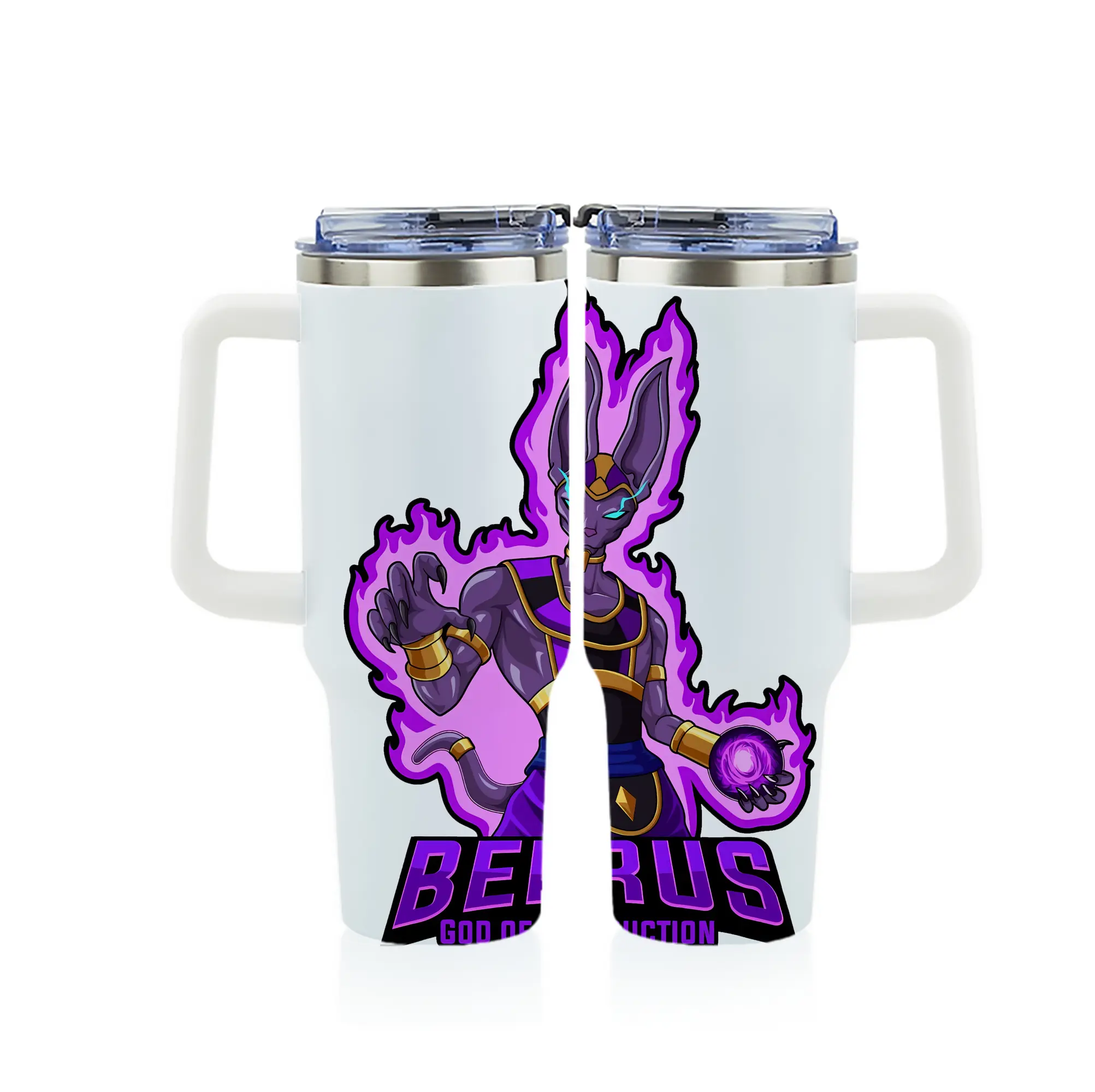 ドラゴンボール グッズ ビルス - 1200mL フルプリント車用タンブラー ・ 304ステンレス 内側 ・ 201ステンレス 外側 ・ 保温 保冷 ・ 通勤 ドライブ アウトドア用