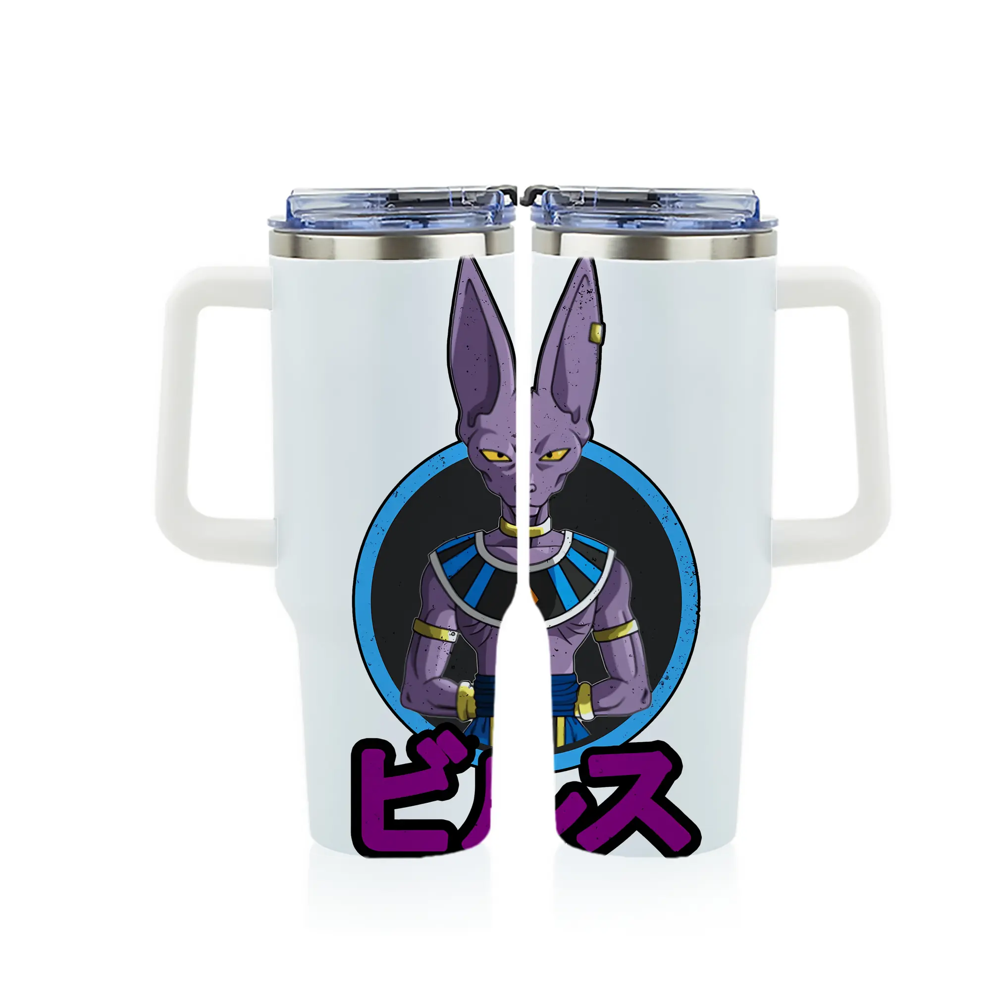 ドラゴンボール グッズ ビルス - 1200mL フルプリント車用タンブラー ・ 304ステンレス 内側 ・ 201ステンレス 外側 ・ 保温 保冷 ・ 通勤 ドライブ アウトドア用