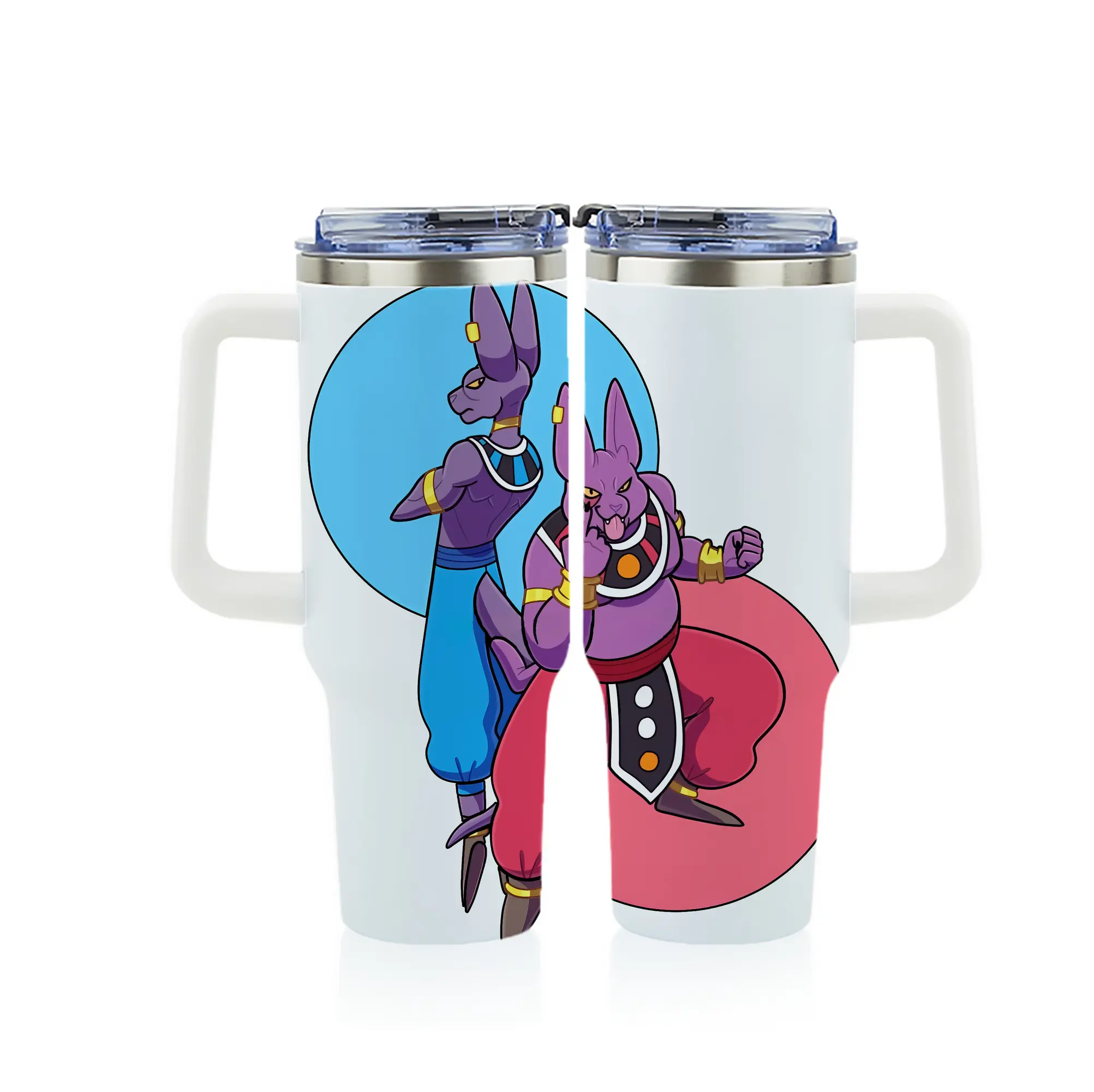 ドラゴンボール グッズ ビルス - 1200mL フルプリント車用タンブラー ・ 304ステンレス 内側 ・ 201ステンレス 外側 ・ 保温 保冷 ・ 通勤 ドライブ アウトドア用