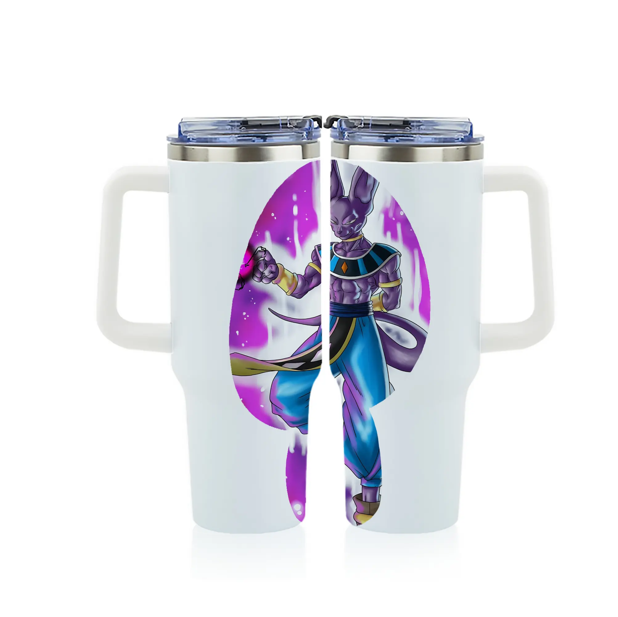 ドラゴンボール グッズ ビルス - 1200mL フルプリント車用タンブラー ・ 304ステンレス 内側 ・ 201ステンレス 外側 ・ 保温 保冷 ・ 通勤 ドライブ アウトドア用