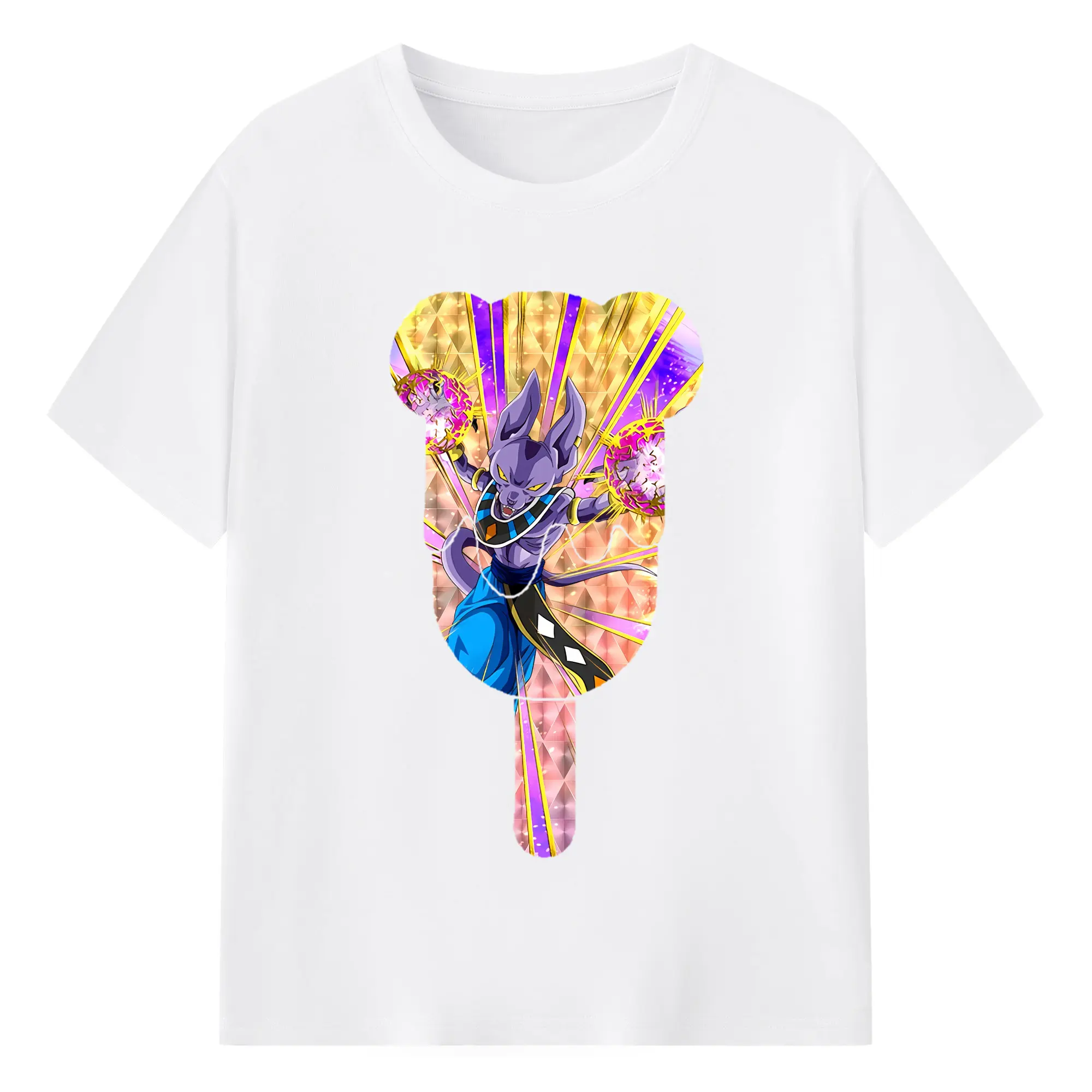 ドラゴンボール グッズ ビルス - 綿100％ 半袖Tシャツ ・ フロントプリント ・ 快適 通気性 ・ 日常使い 散歩 スポーツ用