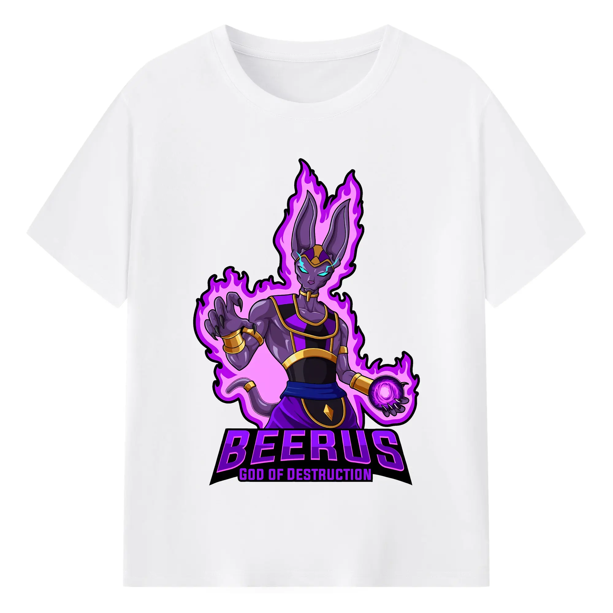 ドラゴンボール グッズ ビルス - 綿100％ 半袖Tシャツ ・ フロントプリント ・ 快適 通気性 ・ 日常使い 散歩 スポーツ用