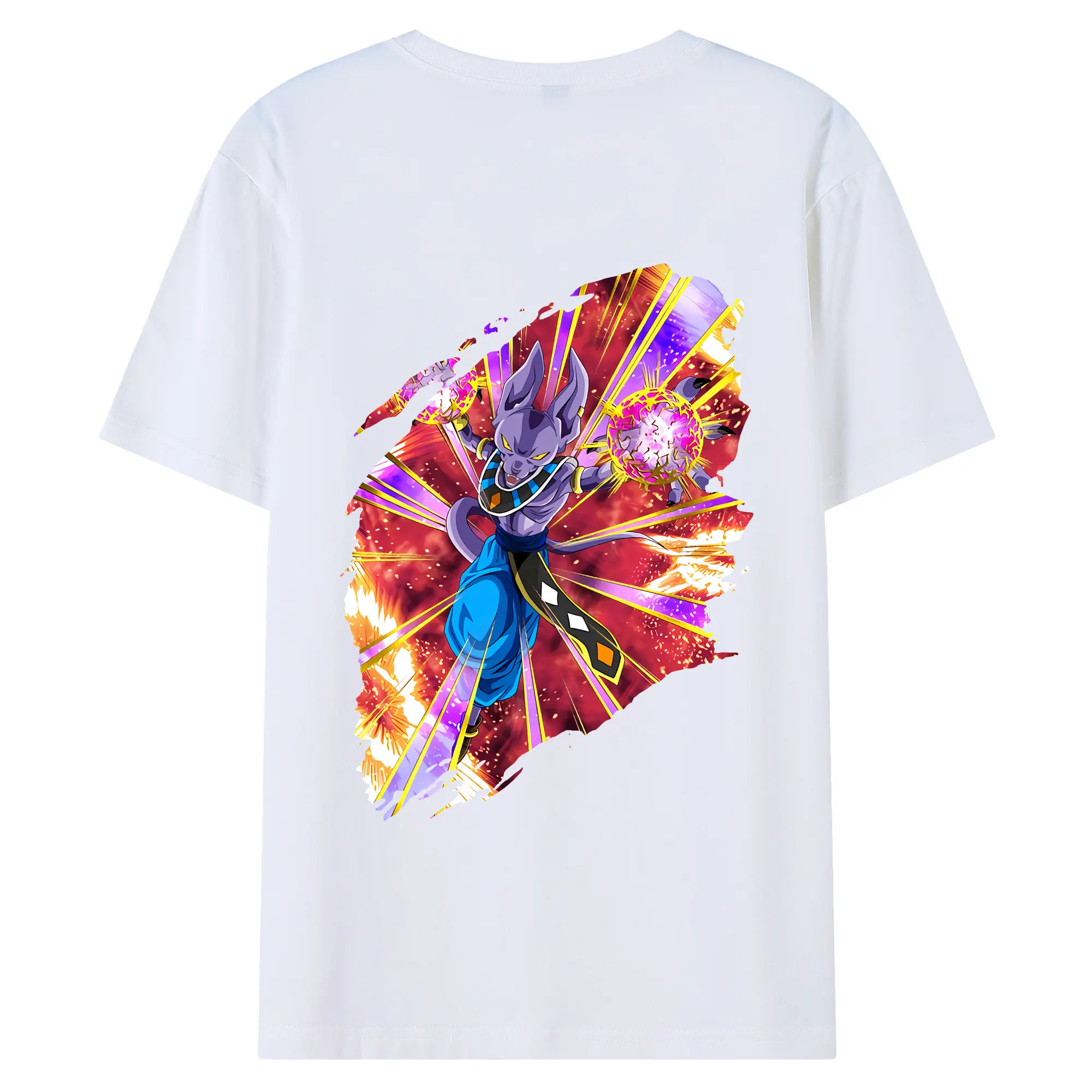 ドラゴンボール グッズ ビルス - 綿100％ 半袖Tシャツ ・ バックプリント ・ 快適 通気性 ・ 日常使い 散歩 スポーツ用