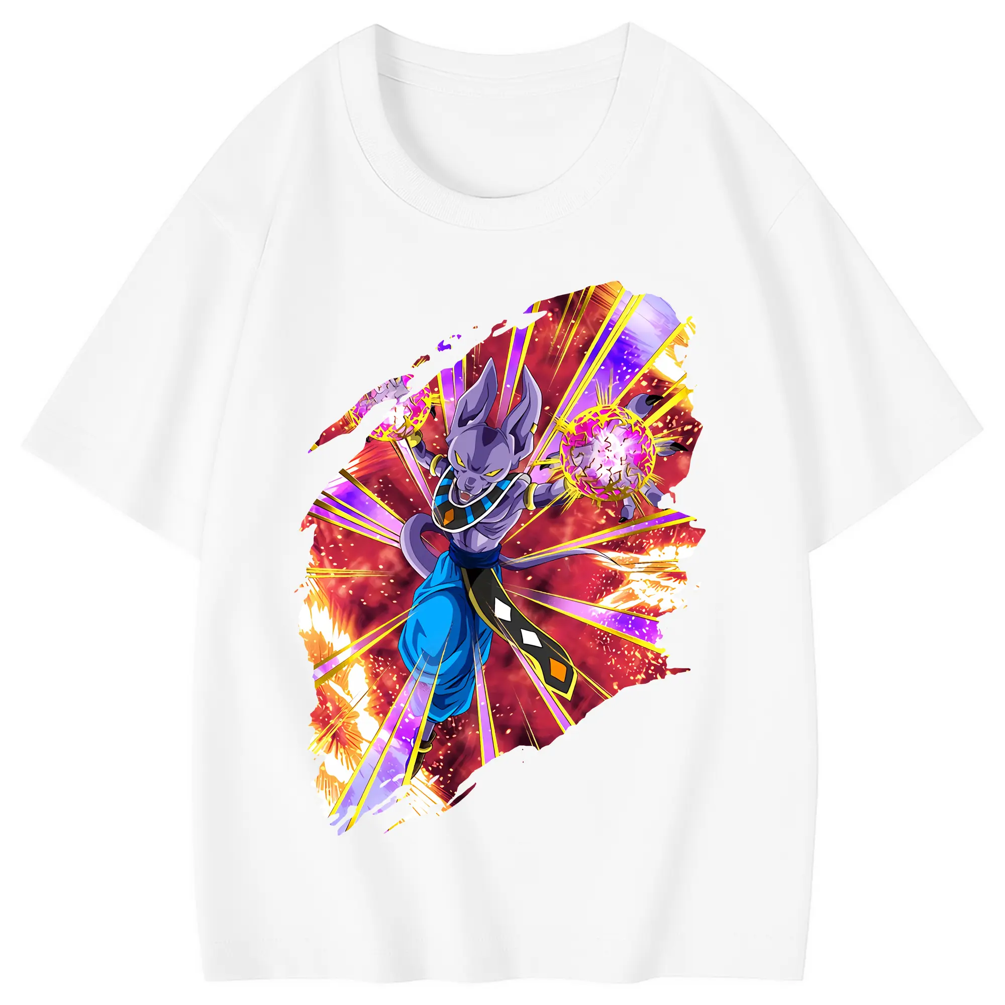 ドラゴンボール グッズ ビルス - 綿100％ キッズTシャツ ・ フロントプリント ・ 快適 通気性 ・ スポーツ カジュアル 散歩用