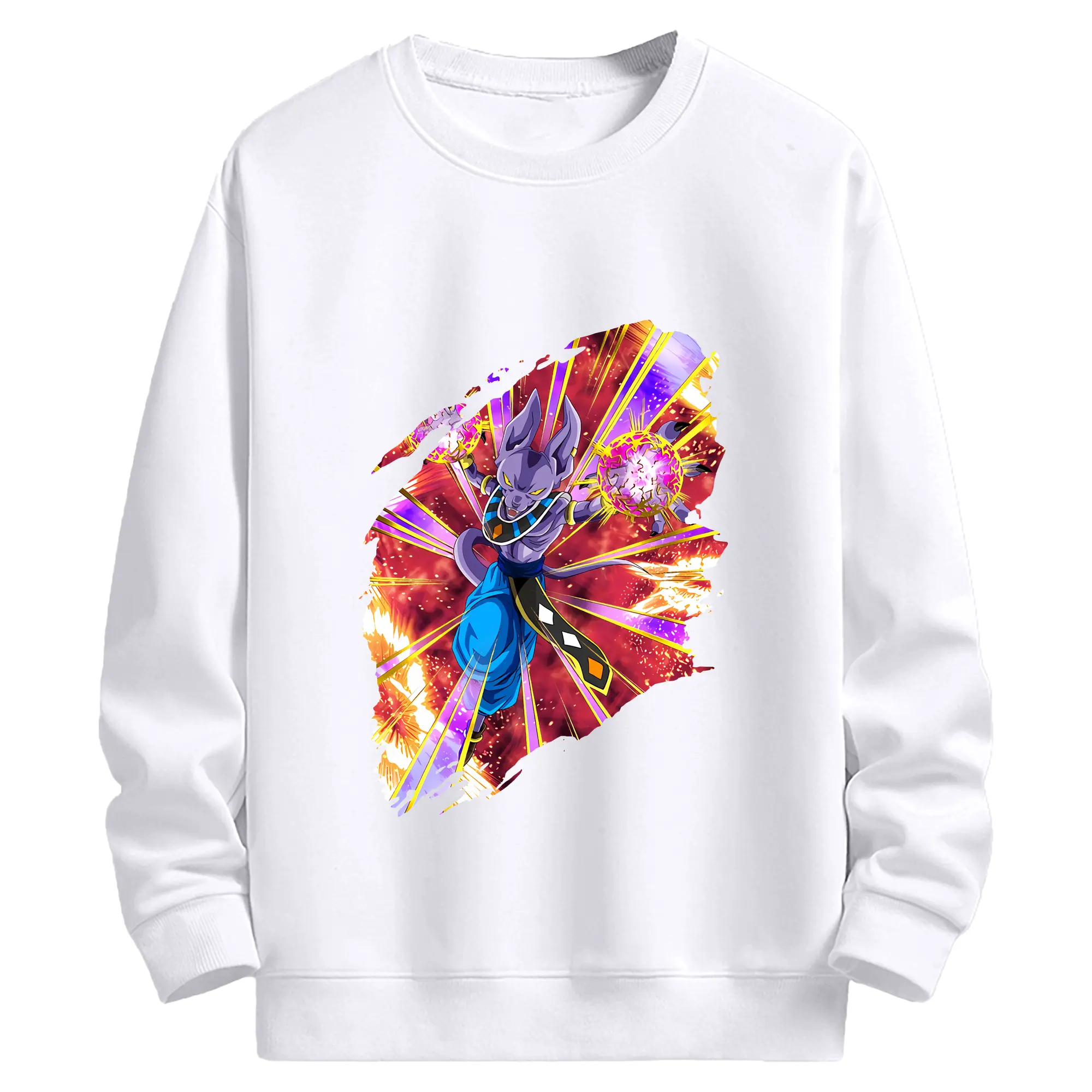 ドラゴンボール グッズ ビルス - 高品質 クルーネック スウェット ・ コットン59％ ポリエステル41％ ・ ユニセックス 長袖 トレーナー ・ カジュアル デイリー スポーツ 散歩用