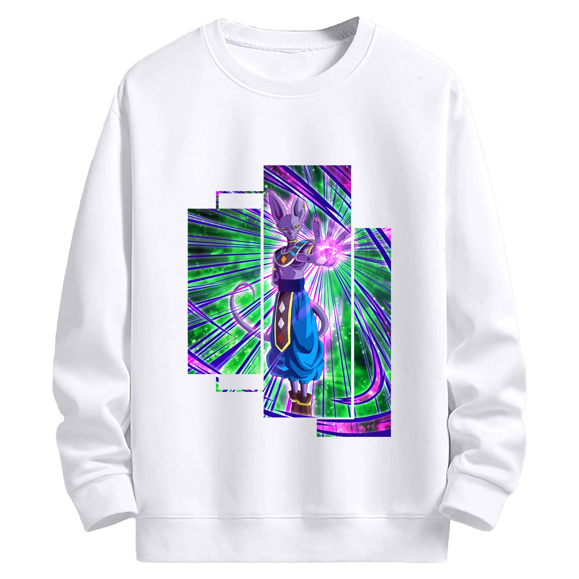 ドラゴンボール グッズ ビルス - 高品質 クルーネック スウェット ・ コットン59％ ポリエステル41％ ・ ユニセックス 長袖 トレーナー ・ カジュアル デイリー スポーツ 散歩用